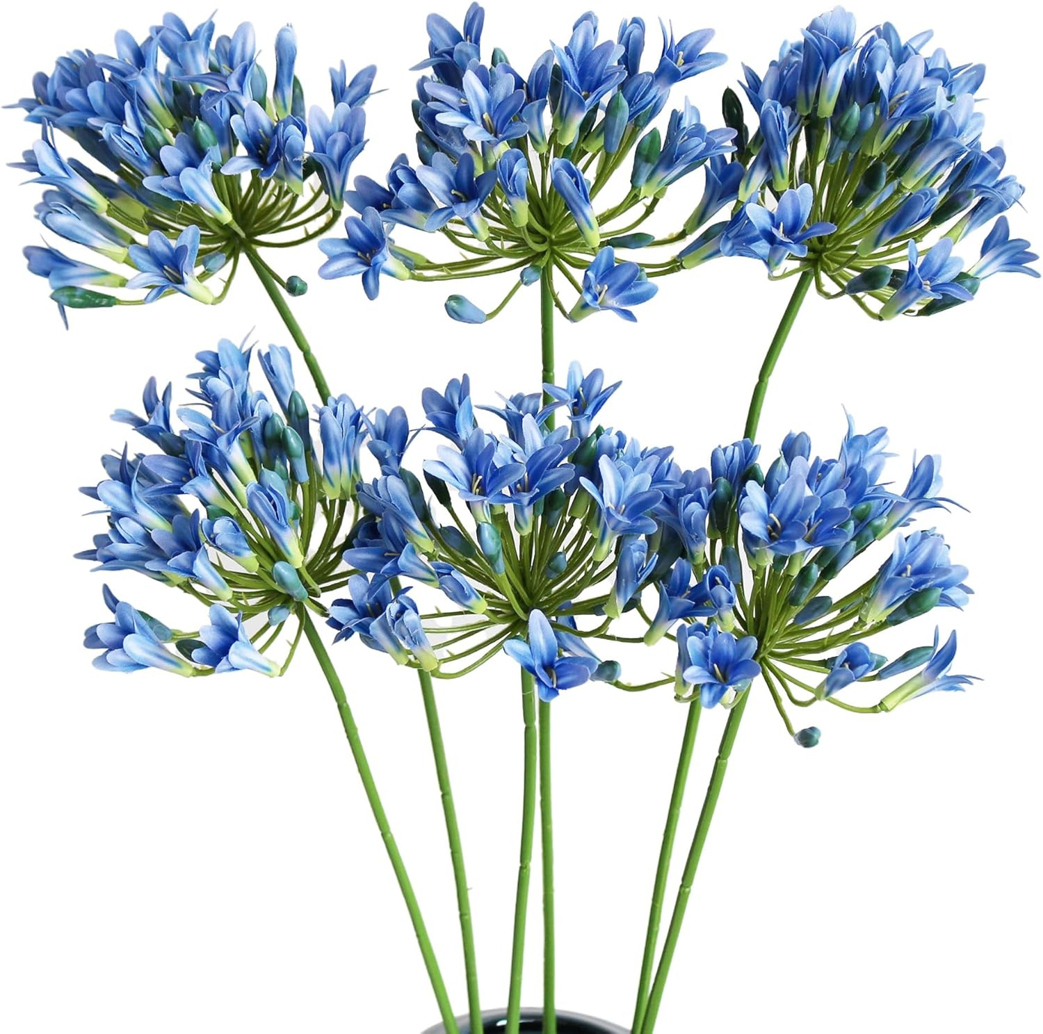 6PCS Artificial Agapanthus Flowers Long Stems Silk Lily Flowers for Home Hotel Flower Arrangement Party Decor (White Purple)