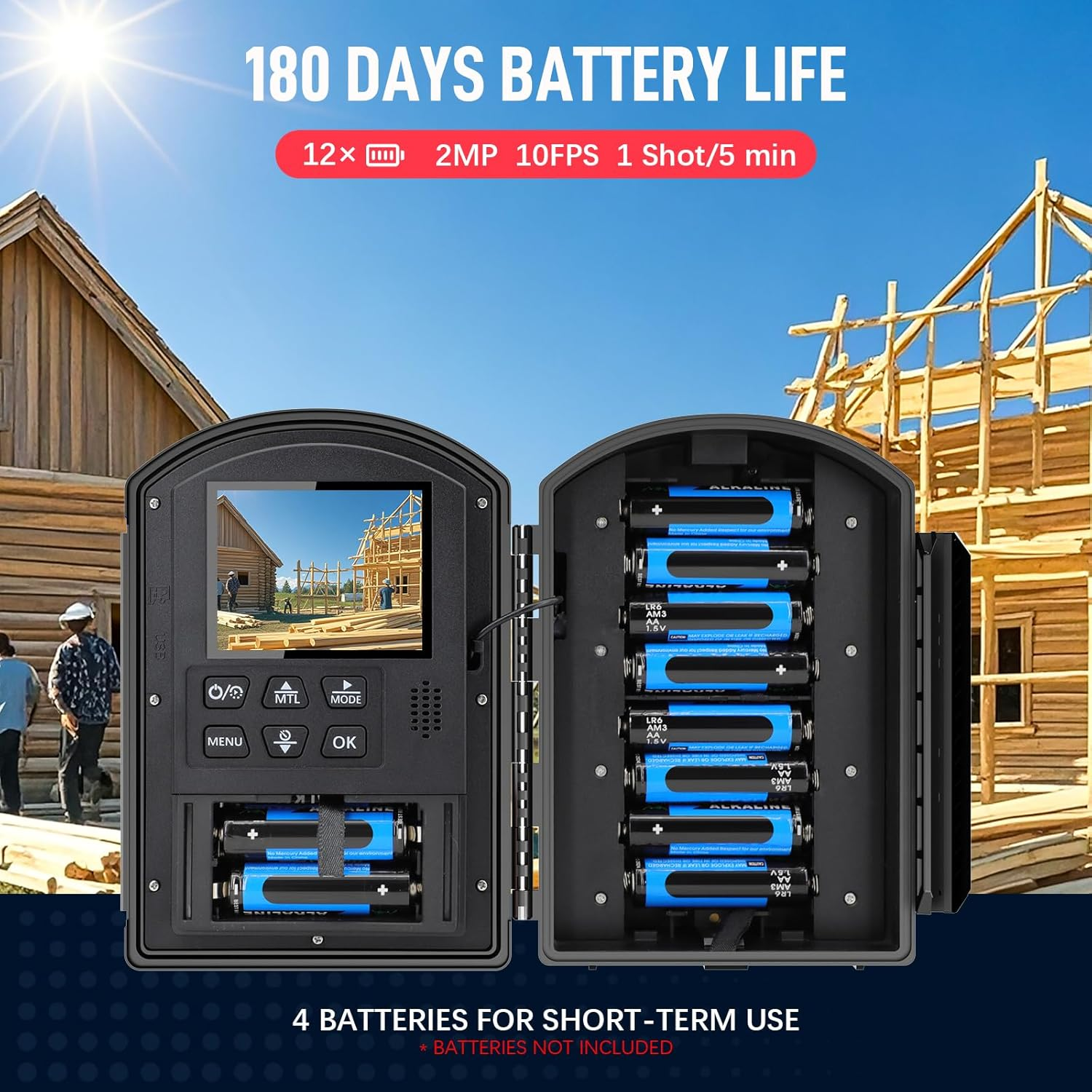 Time Lapse Camera for Outdoor Contruction - Timelapse Camera with Infrared Positioning & LED Light, 180 Days Shooting, 1080P AVI Videos & Photos for Cooking, Plant Growth, Landscape(64Gb) image number 5