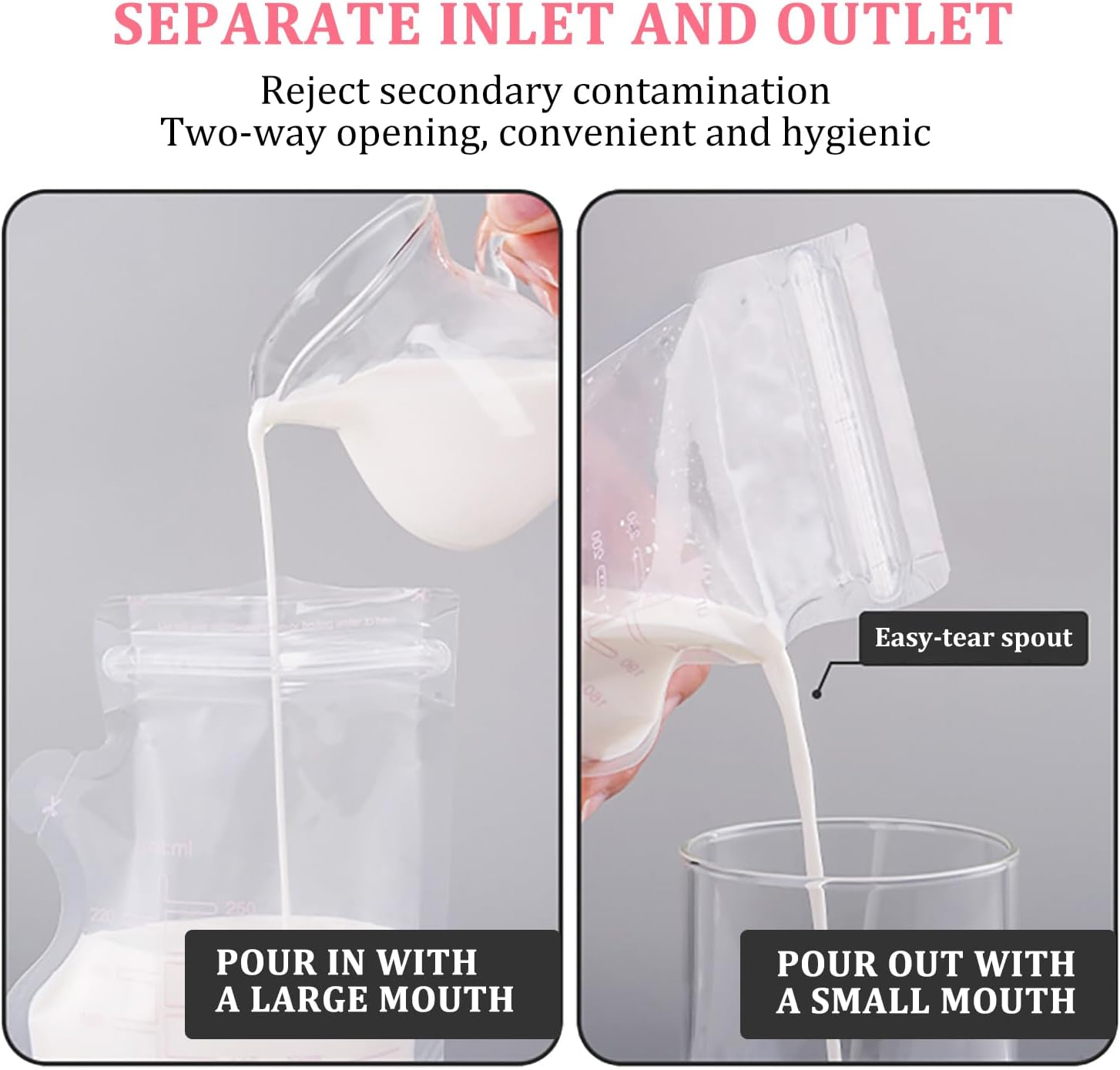 Breast Milk Storage Bags 120 Pack,Recyclable & BPA Free,Pre-Sterilised,Breastfeeding Disposable Milk Storage Bag,No-Leak Milk Freezer Storage Pouche,250Ml/8.8Oz Capacity image number 3