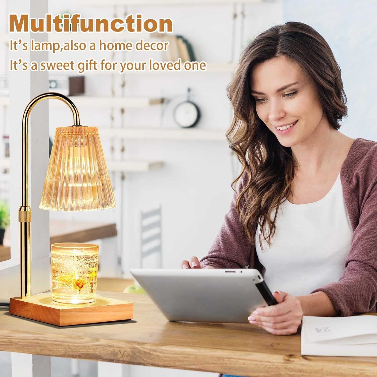 Qinghong Candle Warmer Lamp - Electric Candle Lamp Warmer with Timer & Dimmer Adjustable Height Candle Lamp for Jar Candles with 2 Bulbs Wax Melter Warmer Lamps for Home Decor Gift image number 5