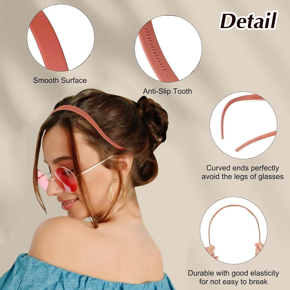 TTPSRY Set of 6 Narrow Hair Bands Thin Plastic Headband Hair Band Multicoloured Headband Hair Accessories Women