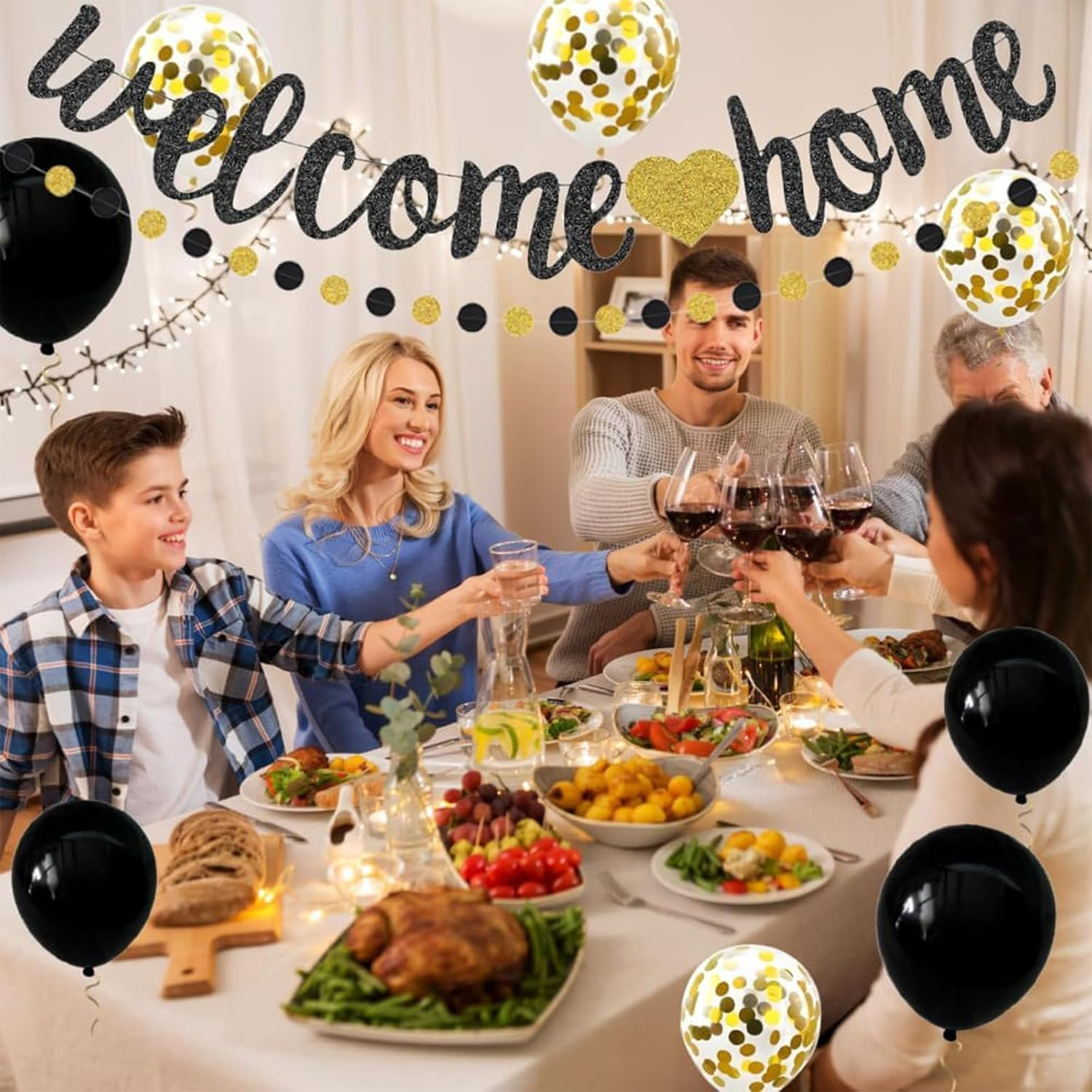 12 PCS Welcome Home Banner, Military Homecoming Decorations, Welcome Home Party Decor Set with Banner, Garland and Balloons, Ideal for Housewarming and Family Celebrations.