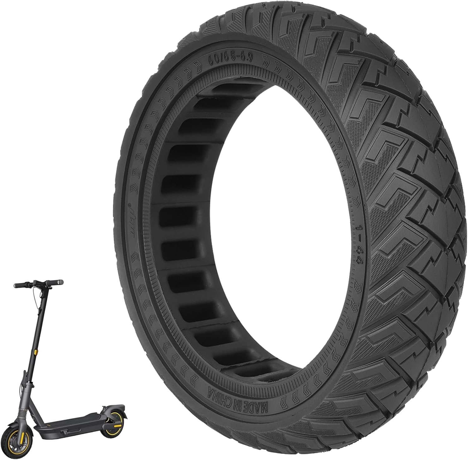 60/65-6.9 Replacement Wheels Solid Rubber Tyres 10 Inch Solid Tyres for Ninebot Max G2 G2D G2E G65 F3 F3 Pro Electric Scooter Rear Replacement Tyres Solid Tyres Non-Slip Puncture Proof (Colour