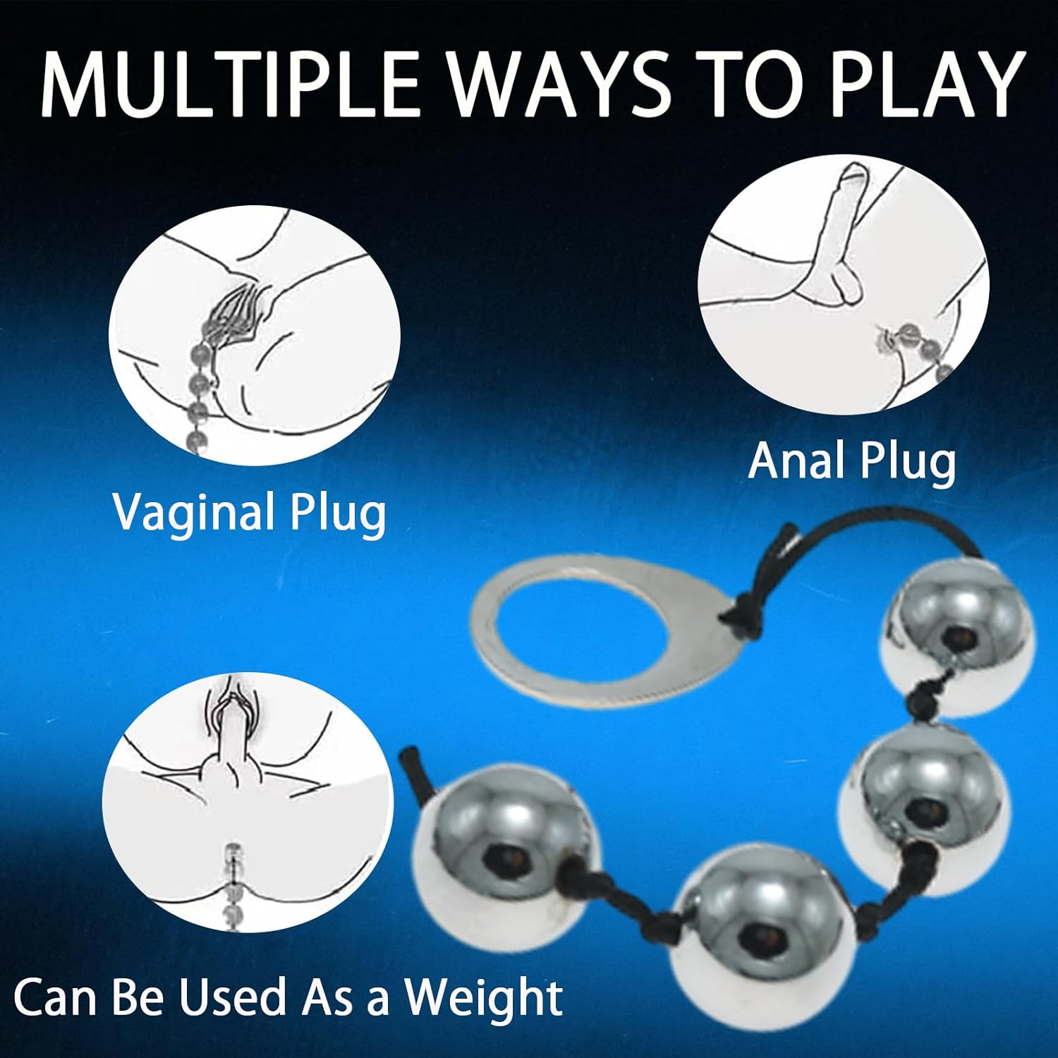 Metall Analkugeln Butt Plug Set 5 Gewichtete Kugeln Mit Ziehring Silikonseil Prostatamassager SM Fetisch Spielzeug F&uuml;r M&auml;nner Frauen Paare Erwachsenenspiele Zur Sexuellen Luststeigerung image number 1