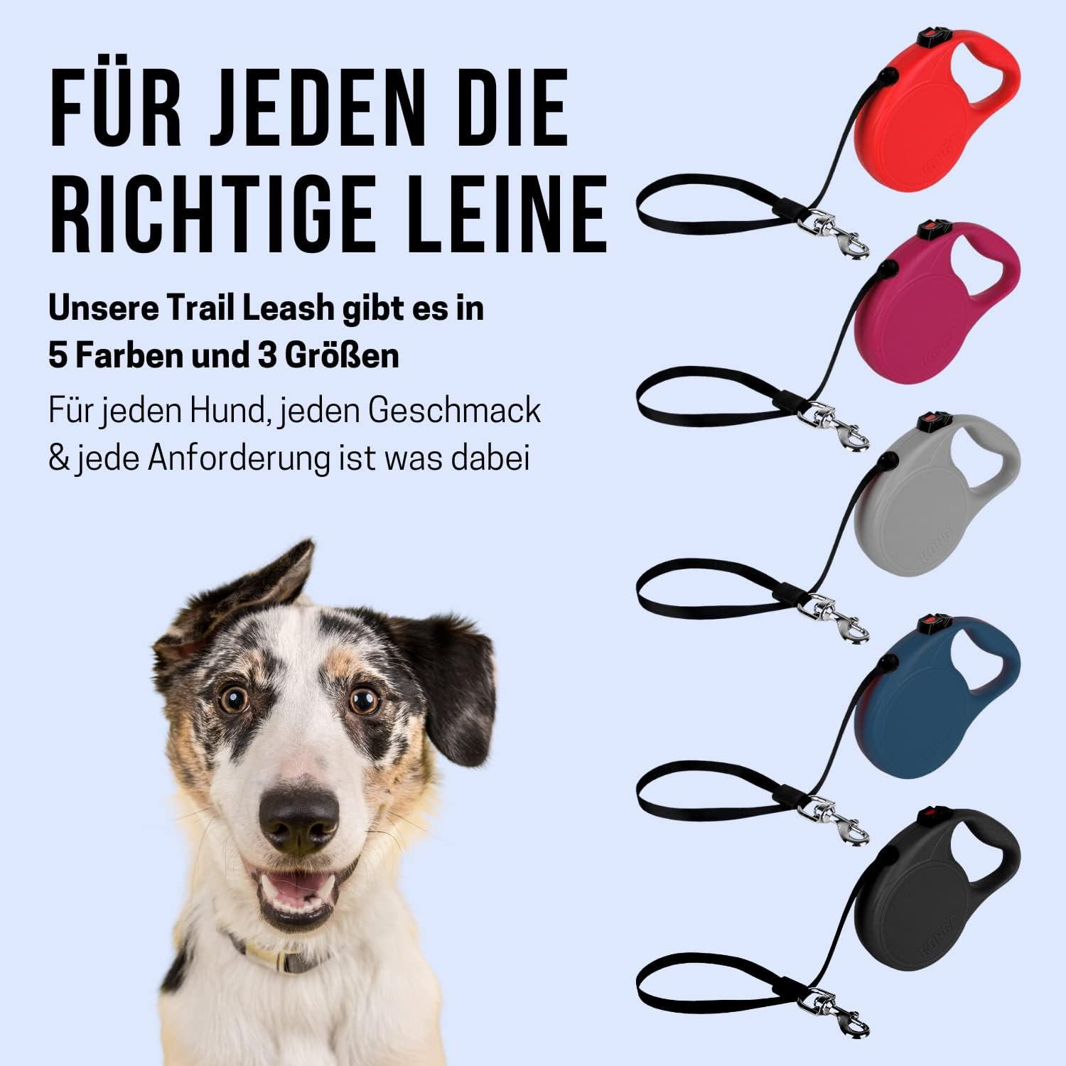 KONG Retractable Dog Lead in 5 M Length, for Large Dogs up to 50 Kg, Size L, High-Quality Roller Lead in Black with Break & Lock System, Lightweight and Compact Lead image number 6