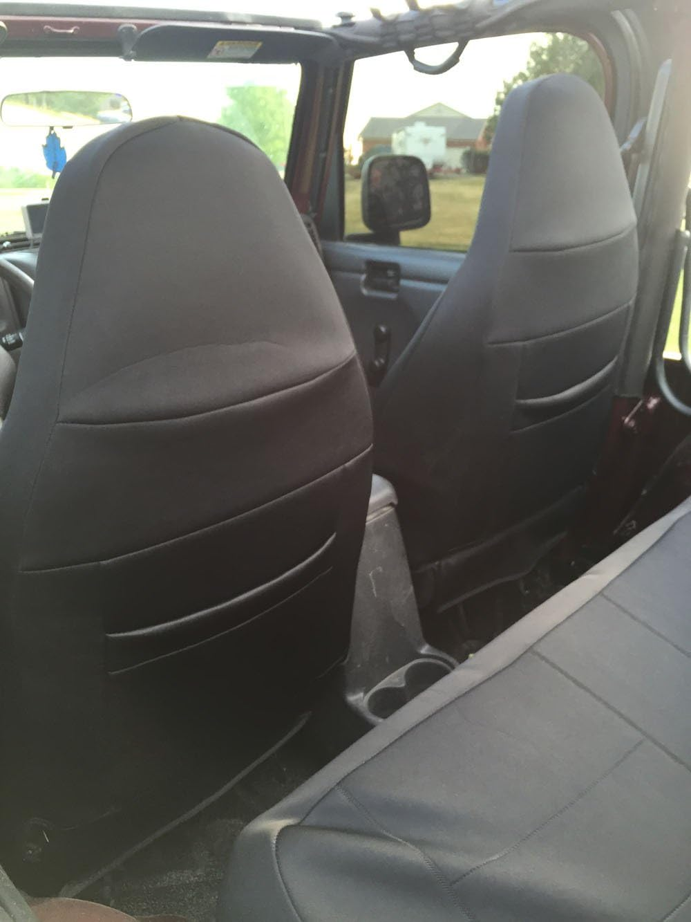 GEARFLAG Custom Fit Neoprene Seat Cover for Jeep Wrangler TJ (Full Set) (Kaki/Black) image number 1