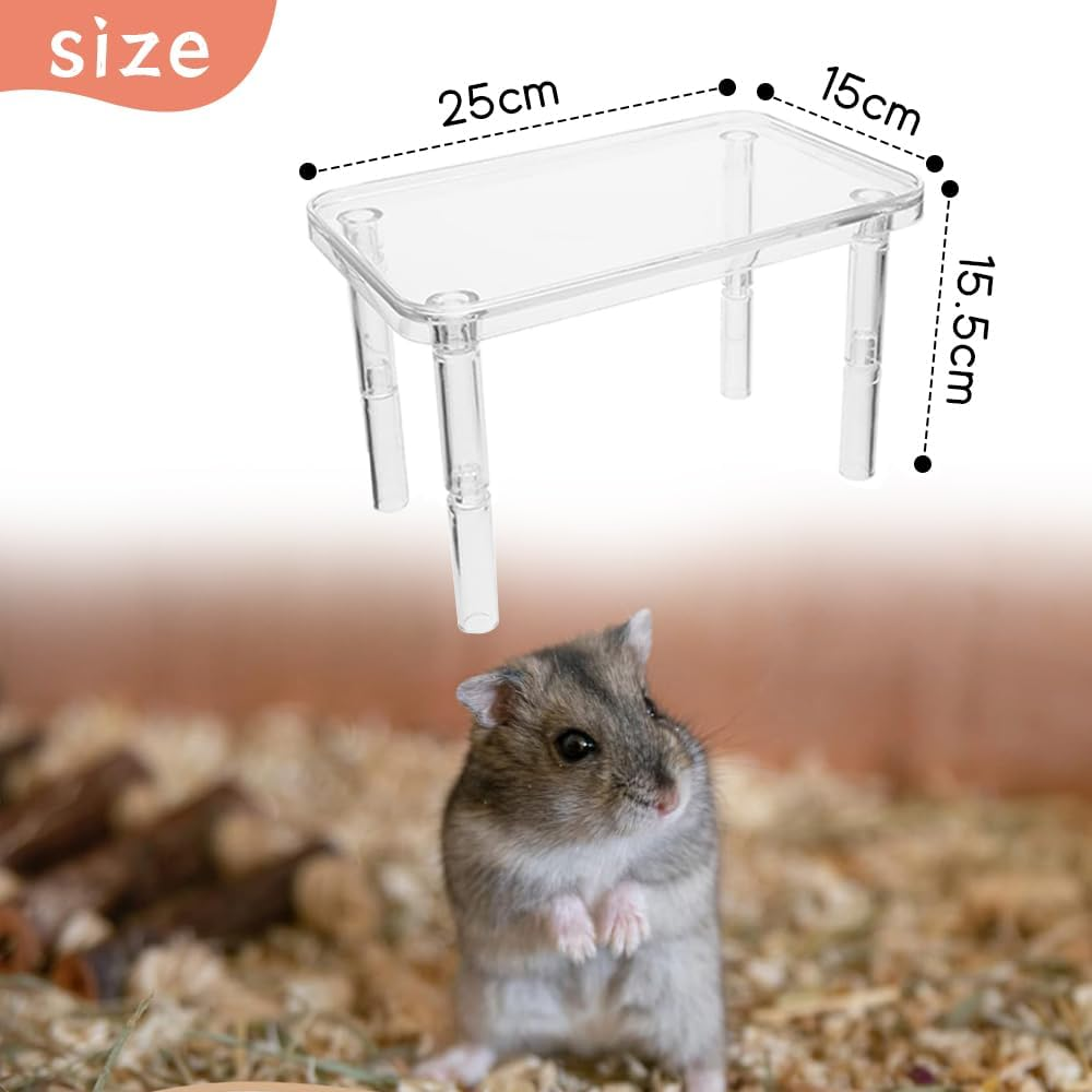 2 Sets Hamster Platform Cage Accessories, Small Pet Plastic Transparent Stand, Suitable for Gerbils, Mice, Chinchillas, Degus and Other Small Pets (Transparent) image number 1