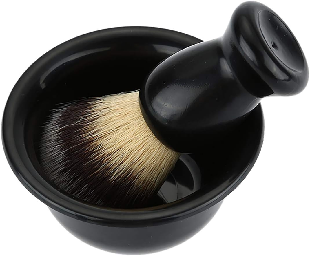 3 in Shaving Brush Kit Shaving Frame Base + Shaving Soap Bowl + Shaving Bowl Modern Design H Shaving Brush Rylic S Shaving Cleaning Tool Black image number 2