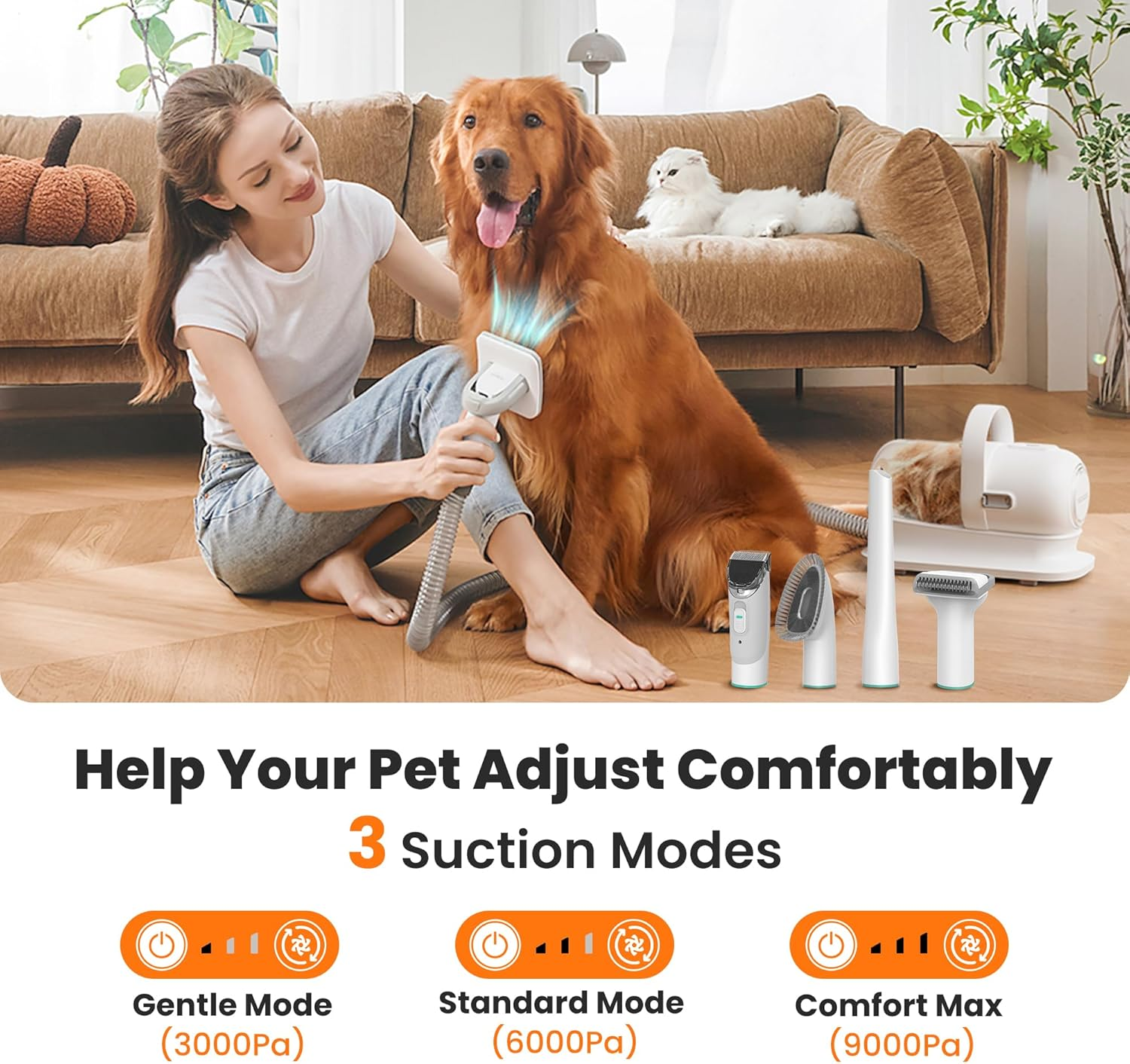 Neabot Neakasa P1 Pro Pet Grooming Kit & Vacuum Suction 99% Pet Hair, Professional Clippers with 5 Proven Grooming Tools for Dogs Cats and Other Animals image number 3