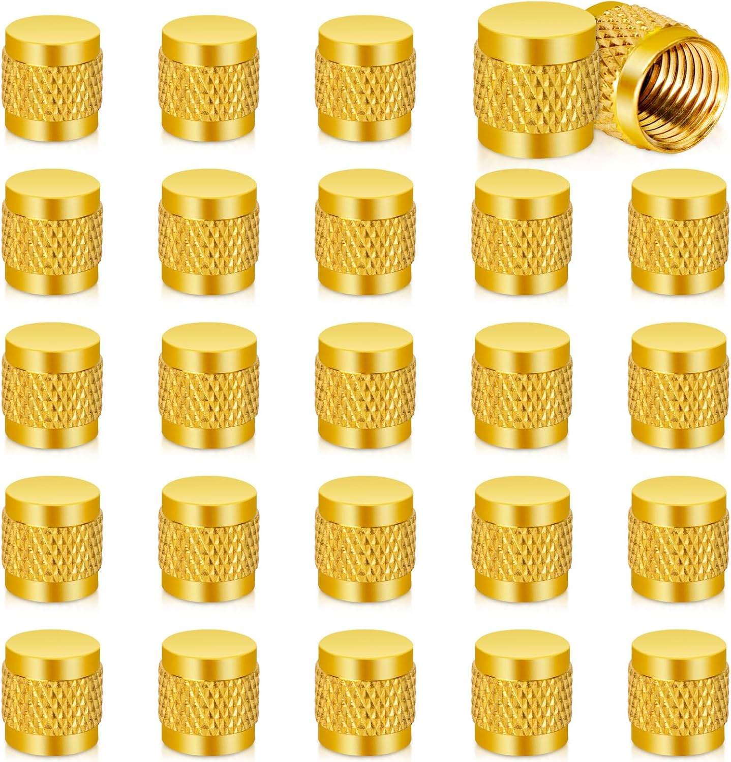 25 PCS 1/4 Flare Caps, Brass Valve Caps HVAC, round Brass Cap, Metal Valve Stem Caps for Air Conditioning Industry Tubing (Gold) image number 4