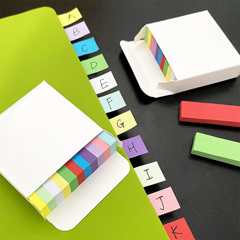11-Color Index Tabs, Label Stickers, Colored Strip Sticky Notes, Mini Markers, Categorized Note Papers, Notebook Stickers, 2 Packs image number 4