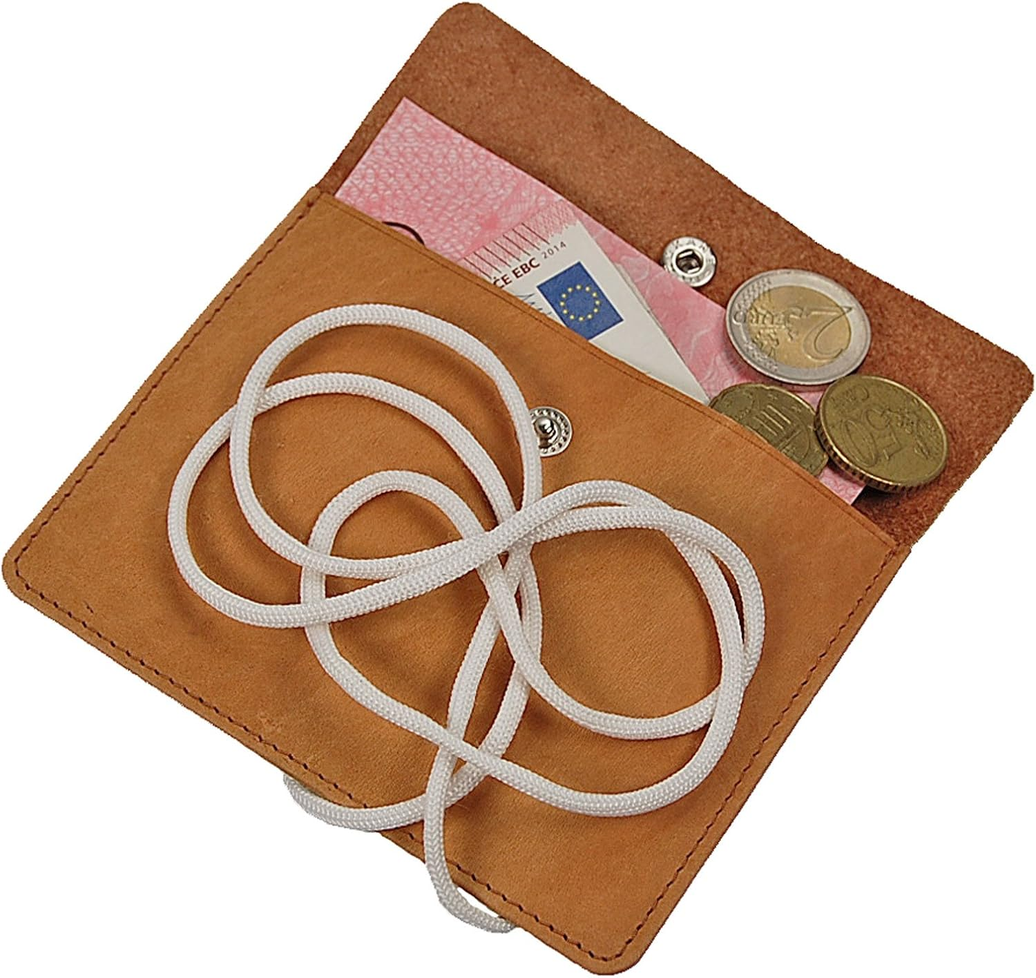 BOCCX Small Simple Neck Pouch Leather Chest Pocket Security Wallet Gobago, Natural, S, Neck Pouch image number 3