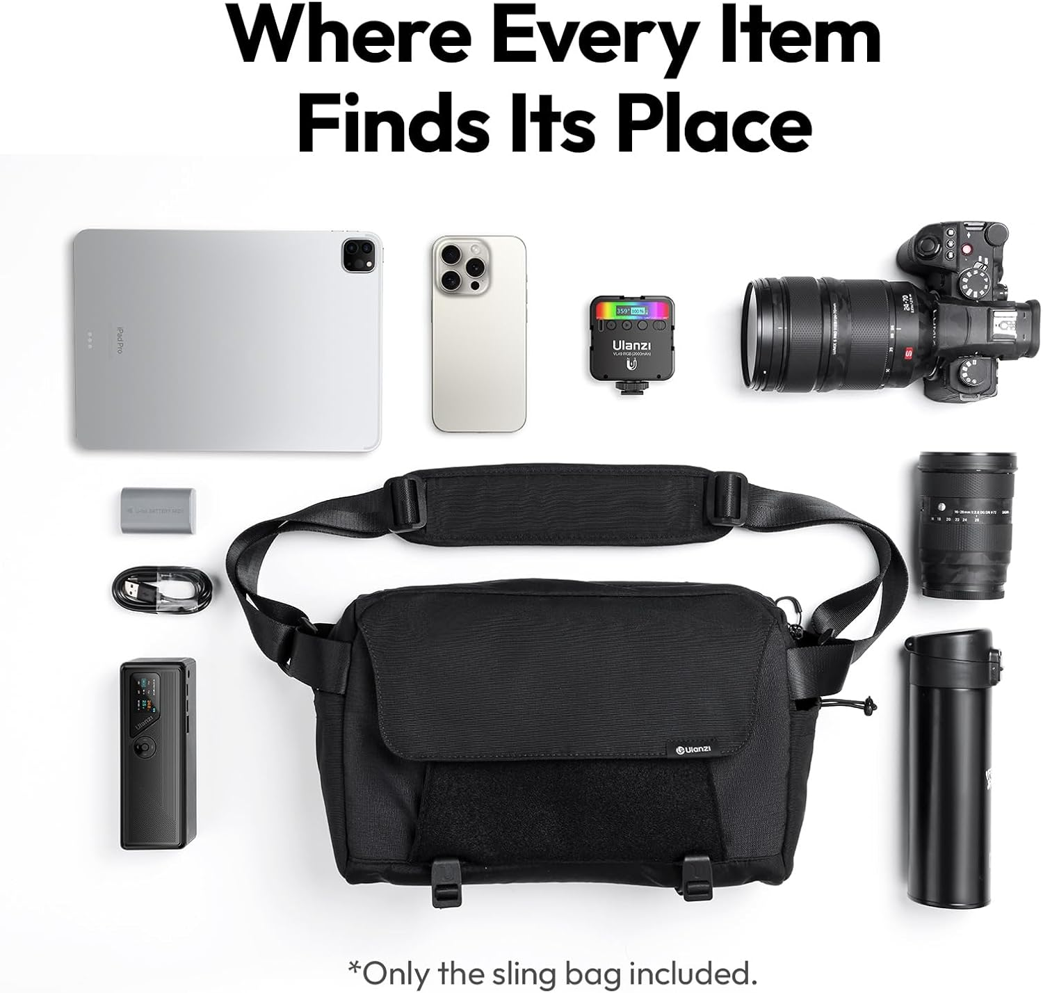 ULANZI BP11 8L Camera Sling Bag with Tripod Holder for Men Women, Lightweight Splash-Proof Dslr/Mirrorless Anti-Theft Crossbody Bag for Travel Hiking Photography Customizable Front Pocket Camera Bag image number 2