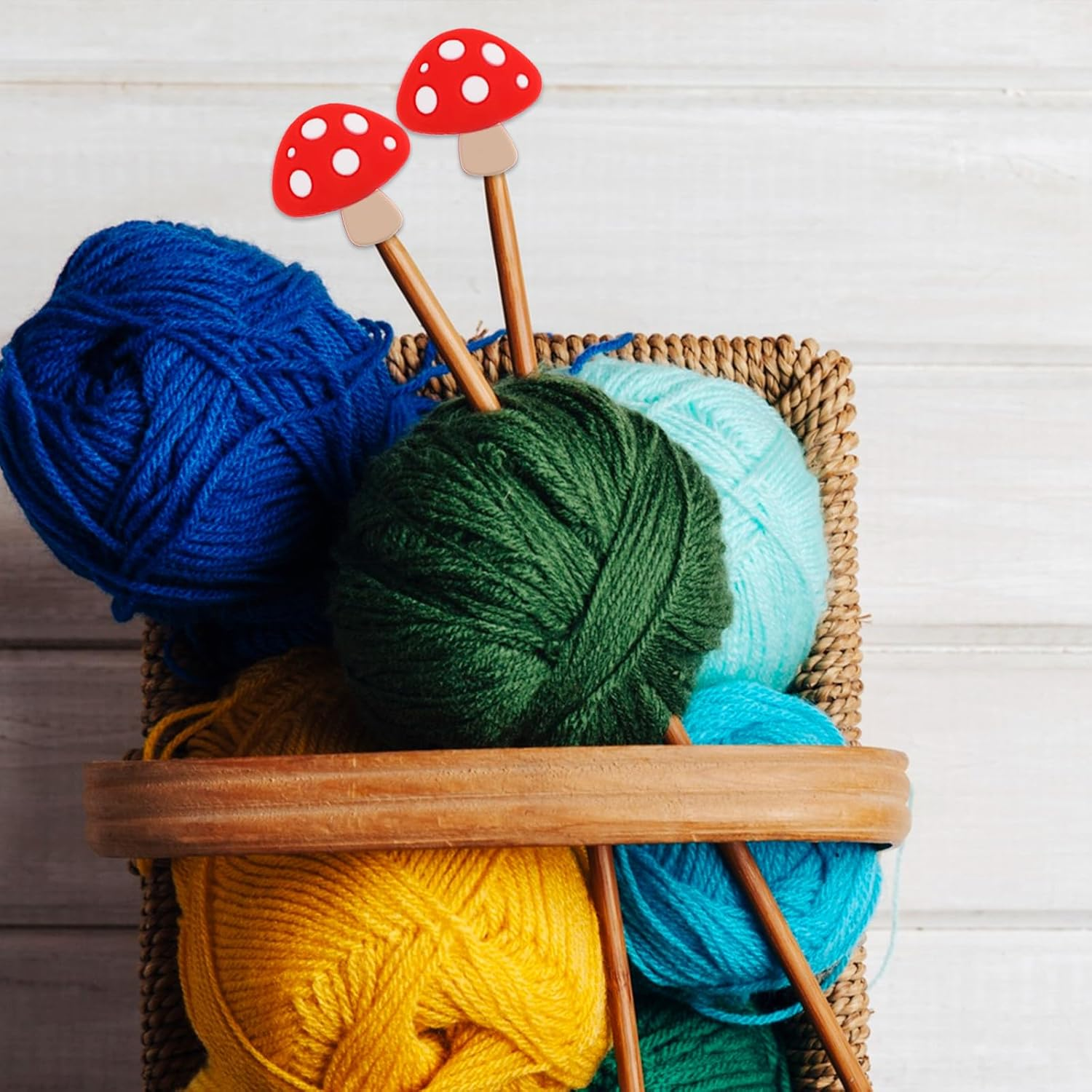 4Pcs Mushroom Stitch Stoppers Knitting Needle Point Protectors Cute Silicone Knitting Needles Cap Knit Needle Tip Hugger Needle Minder Sewing Gadgets for Beginners Knitting Craft DIY Quilting Art image number 6