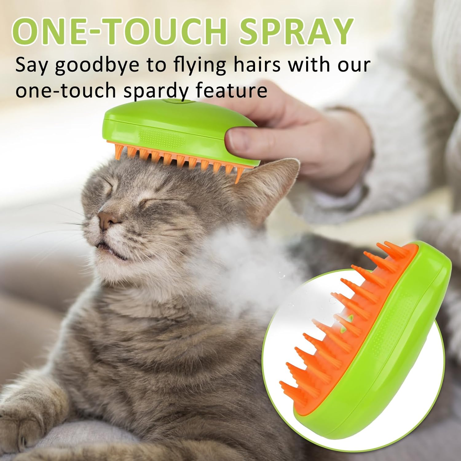 2024 Cat Steamy Brush 3-In-1 Cat Brush with Steam Self Cleaning Steamy Cat Brush Cat Spray Massage Comb Pet Hair Remover for Long Hair and Short Hair Clean (B) image number 4