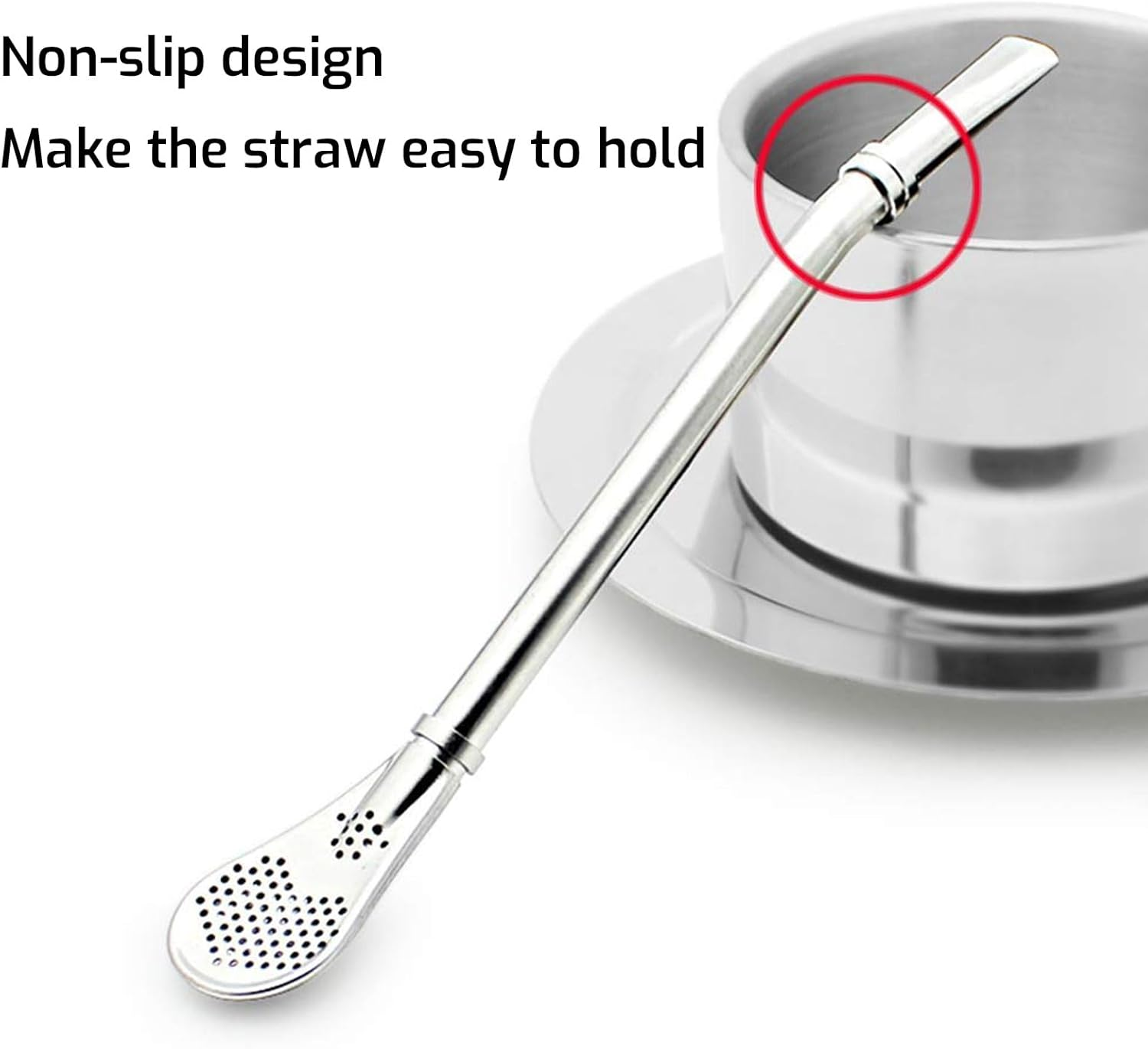 4-Pack Yerba Mate Straws, Stainless Steel Spoon Straws with Filters - Reusable Loose Leaf Tea Drinking Straws & Stirring Spoons, Includes 2 Cleaning Brushes image number 4