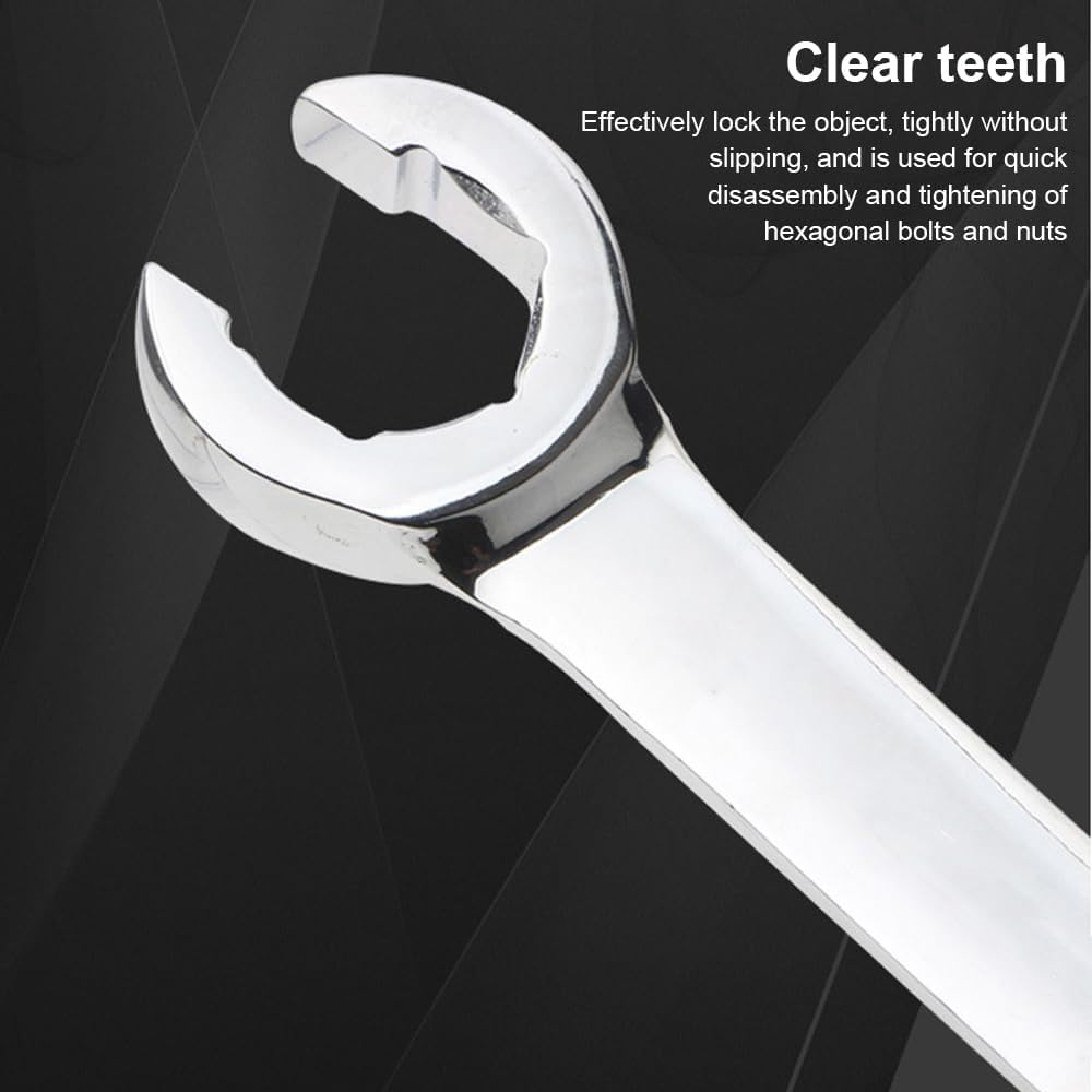 Flare Nut Spanner Set, 8 Piece Metric Line Wrench Set (6Mm&ndash;22Mm), Double Opening Oil Pipe Wrench Set with Organizer Box for Brake, Fuel and Hydraulic Lines Mechanics and Automotive Repair image number 3