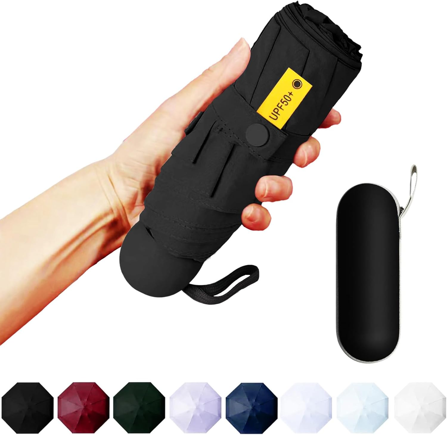 DOFOWOT Mini Travel Umbrella Windproof, UV Folding Umbrellas Compact Portable for Sun Rain(8 Ribs) image number 4