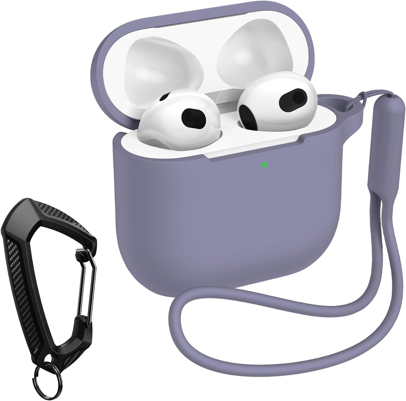 MILPROX Case Compatible for Airpods 4 Case - Soft Silicone Protective Skin Cover with Keychain/Strap, Front LED Visible, Shockproof Slim Cases Compatible for Airpod 4Th Generation - Lavender Purple image number 2