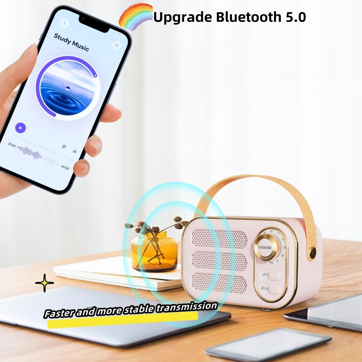 NEVKA Bluetooth Speaker, Portable Mini Speaker with Hifi Sound Quality, Retro Style Wireless Bluetooth Speaker,Speaker for Indoor,Outdoor, Car,Cafe,Travel (Green) - Green image number 3