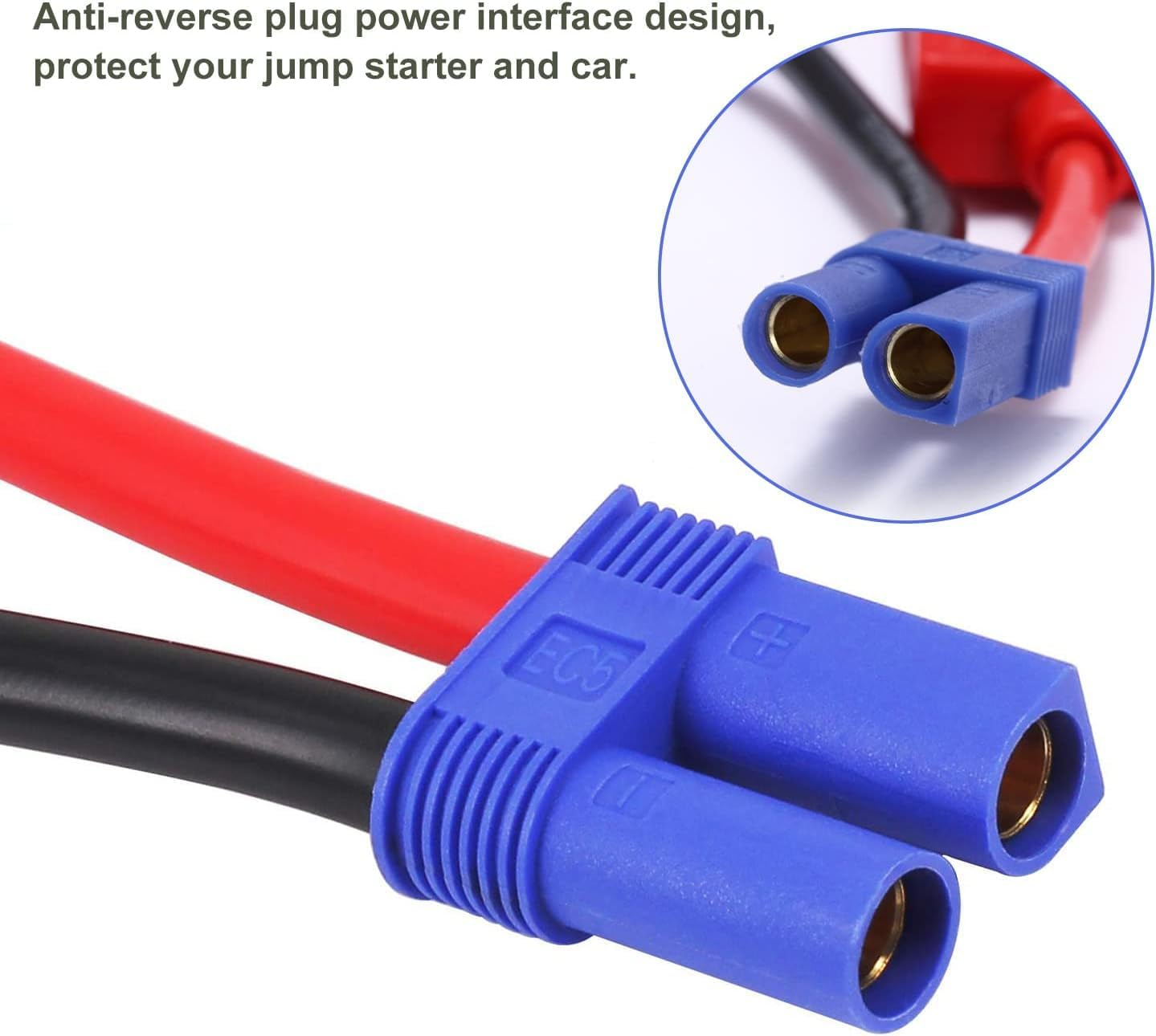 EC5 Jump Starter Cable with Battery Clamps - Booster Jumper Cables Automotive Replacement Jump Starter EC5 Connector Emergency Jumper Cable Alligator Clips for 12V Portable Car Jump Starter 8AWG Wire image number 5