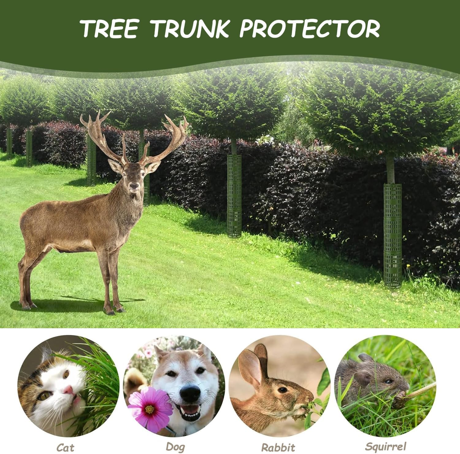 Plastic Plant Guard 10 PCS 34X20 Cm Tree Guards Trunk Protector Bark Plant Protectors Expandable Nursery Mesh for Preventing Tree from Trimmers Mowers (Green)