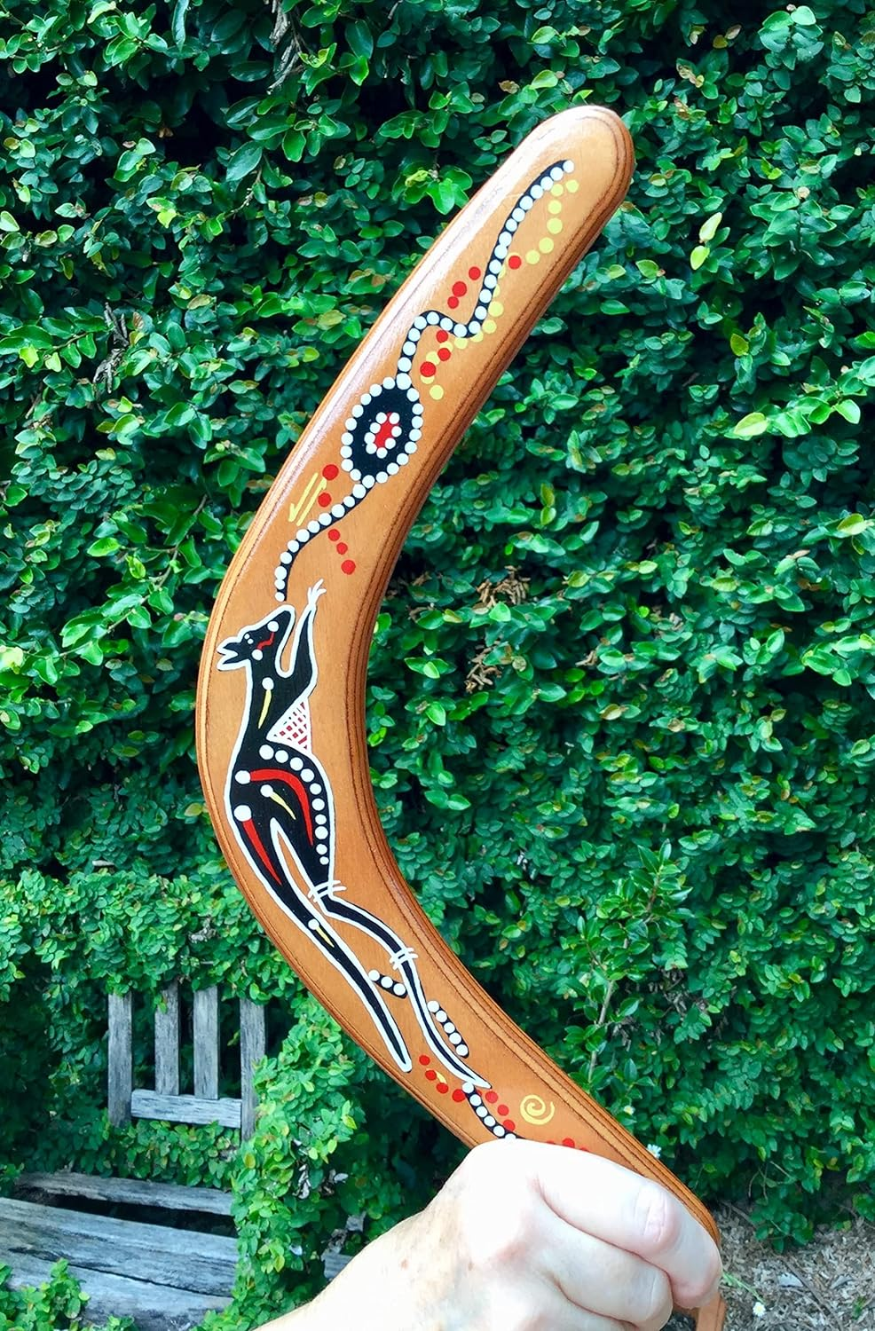 Australian Made Carded 14" Decorated Wood Throwing Boomerang - Kangaroo Design image number 2