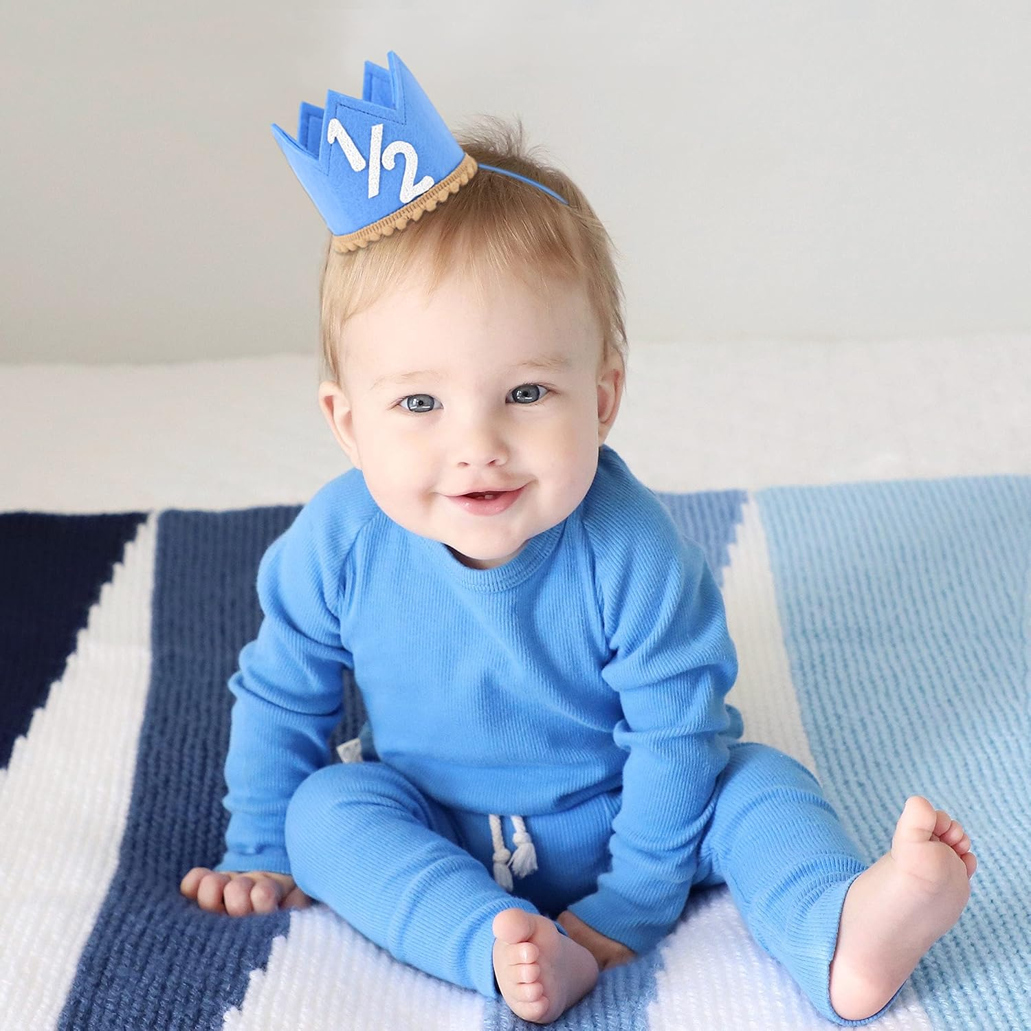 SYESQL Baby Half Birthday Crown - Hat for Girls/Boys, 1/2 Birthday Celebration - Gold Pink Half Birthday Crown image number 7