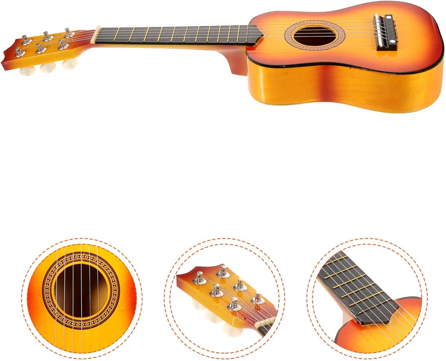 Veemoon 21 Inch Kids Acoustic Guitar 6 String Wooden Small Guitar Beginner Guitar Instrument (Sun Color) image number 6