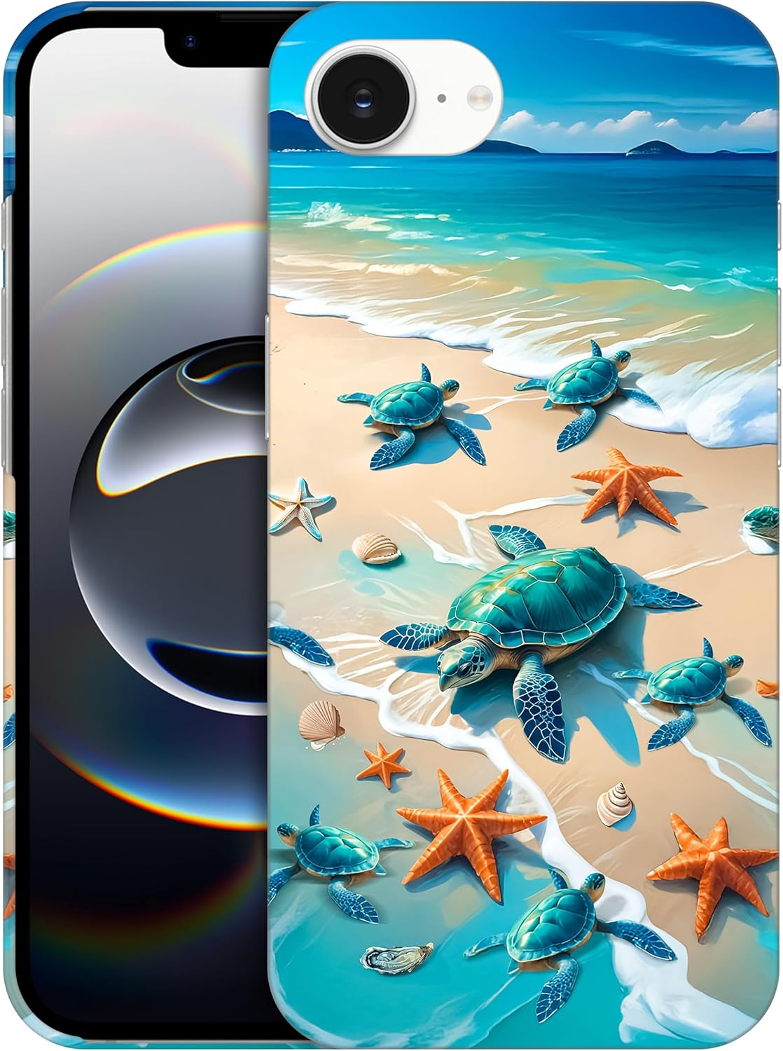 Glamcase Back Case for Iphone 16E Case - Turtles on Beach Design Printed Slim & Sleek Cute Hard Plastic Snap on Protective Designer Back Phone Case/Cover for Iphone 16E image number 4
