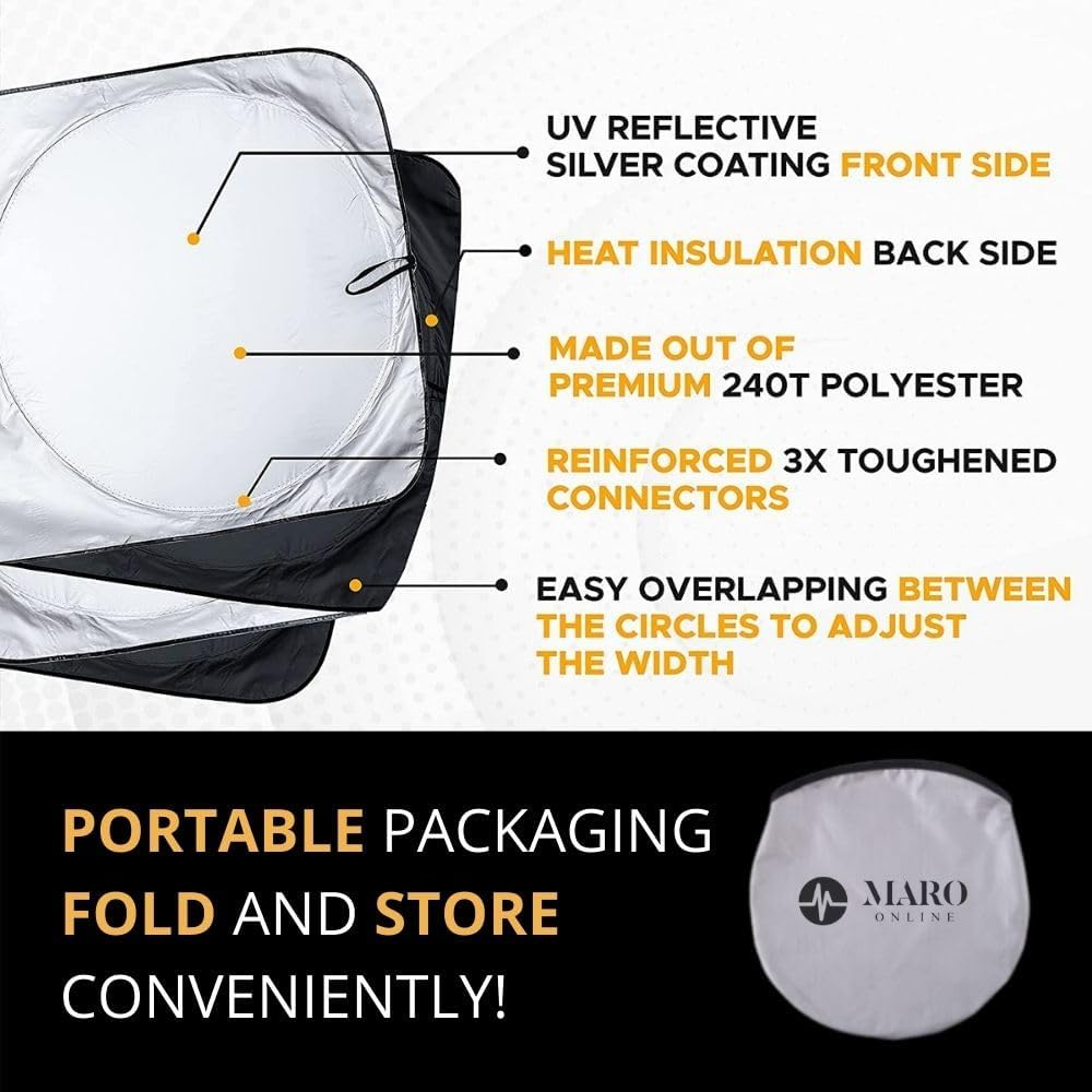 Maro Semi-Truck Sun Shade for Windshield and Side Windows 240T UV Protective Sunshade Windscreen and Side Windows Sun Visor for Commercial, Big Rig Truck with Maximum Coverage image number 1