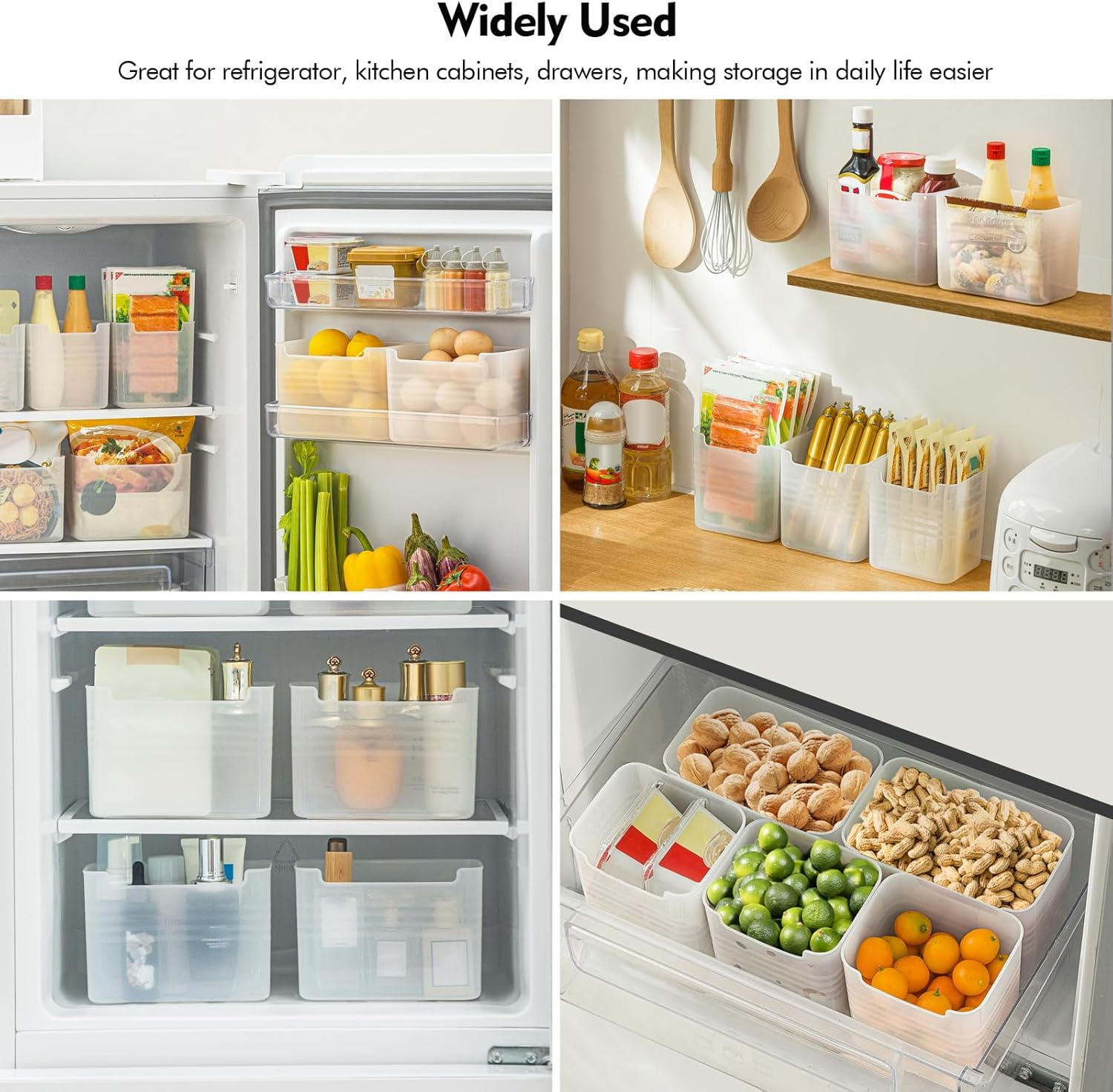 Poeland Refrigerator Organizer Box, Fridge Side Door Storage Containers Plastic Translucent Set of 5 (2M+3S) image number 3