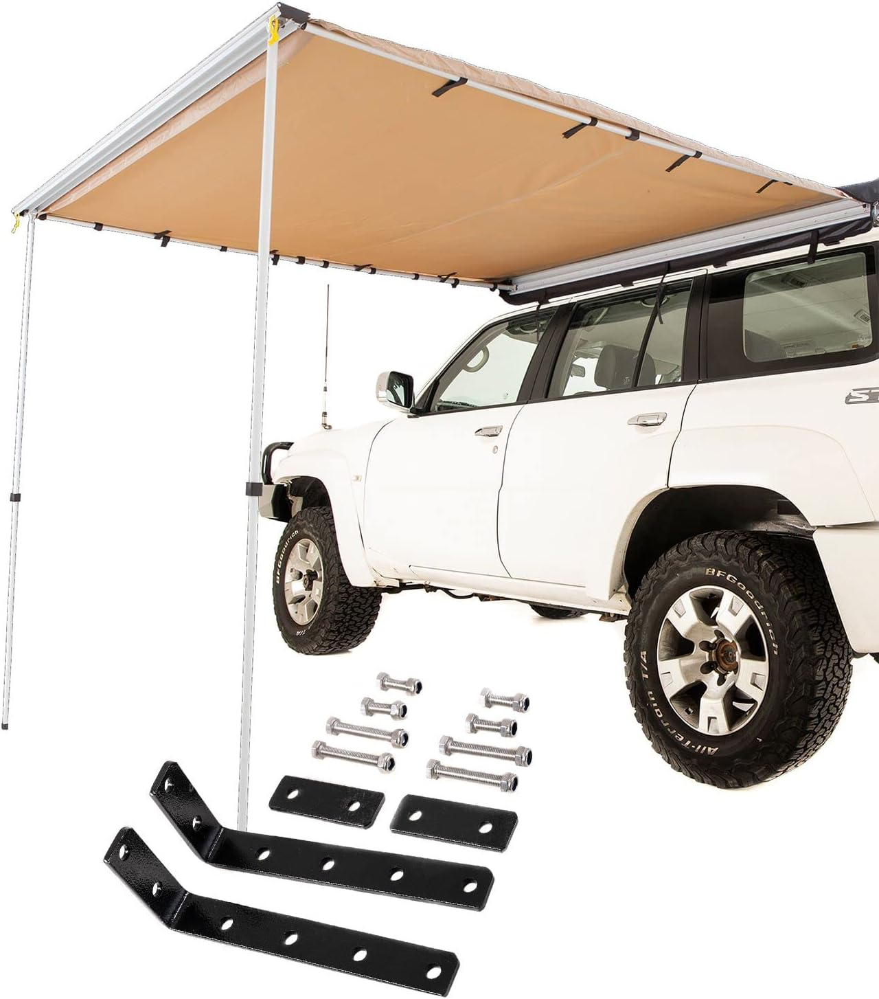 Adventure Kings Side Awning 2X3M for All Vehicles+ Awning Mounting Brackets Pair