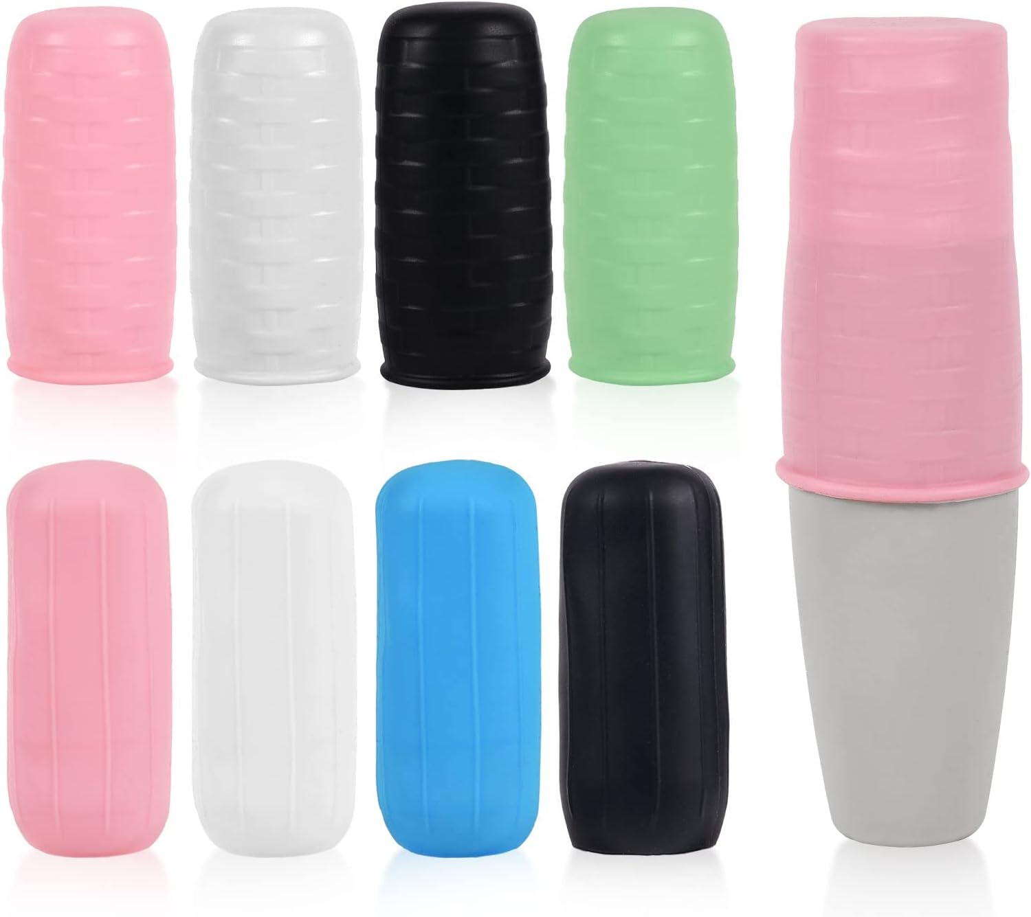 8Pcs Elastic Sleeves for Travel, Silicone Leak Proof Sleeves Reusable Toiletry Leak Covers Travel Container Sleeves Accessories for Shampoo Lotion Bottle (2 Styles) image number 3