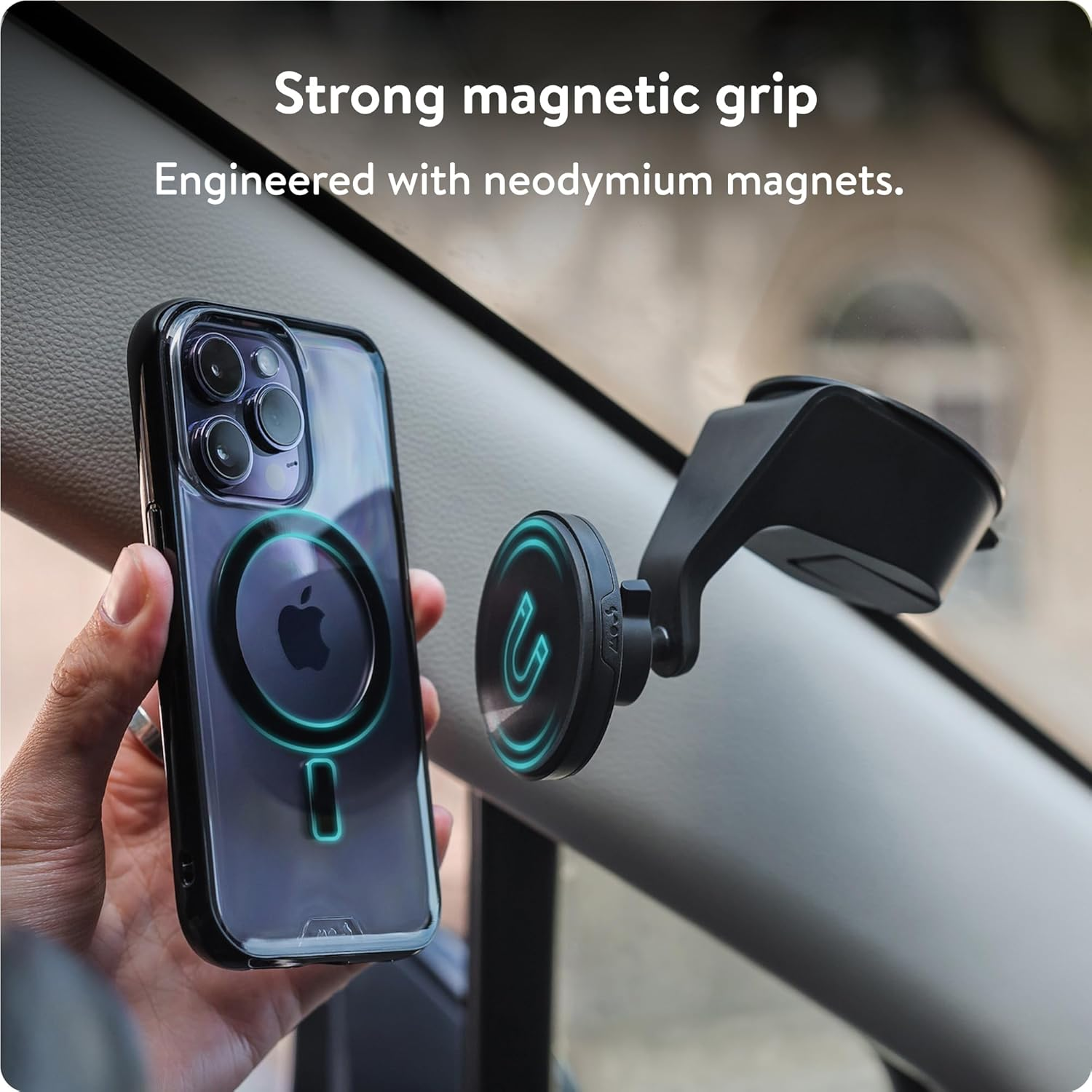 Mous - Magsafe and Pixelsnap Compatible Car Mount Phone Stand - Suction Mount for Iphone 12/13/14/15/16/17 Series with Magsafe Cases image number 3