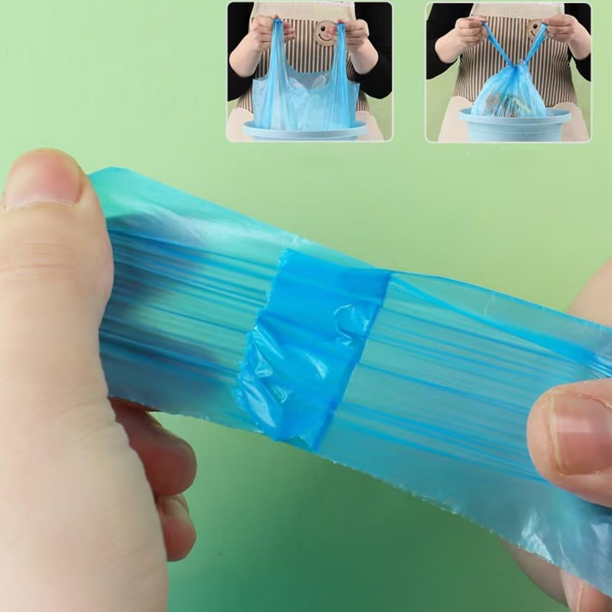 Biodegradable Trash Bags Waste Bag100Pcs, Garbage Bags 20L Kitchen Trash Bags, Small Garbage Bags, Compost Bags for Food/House/Garden (Green) - Blue image number 6