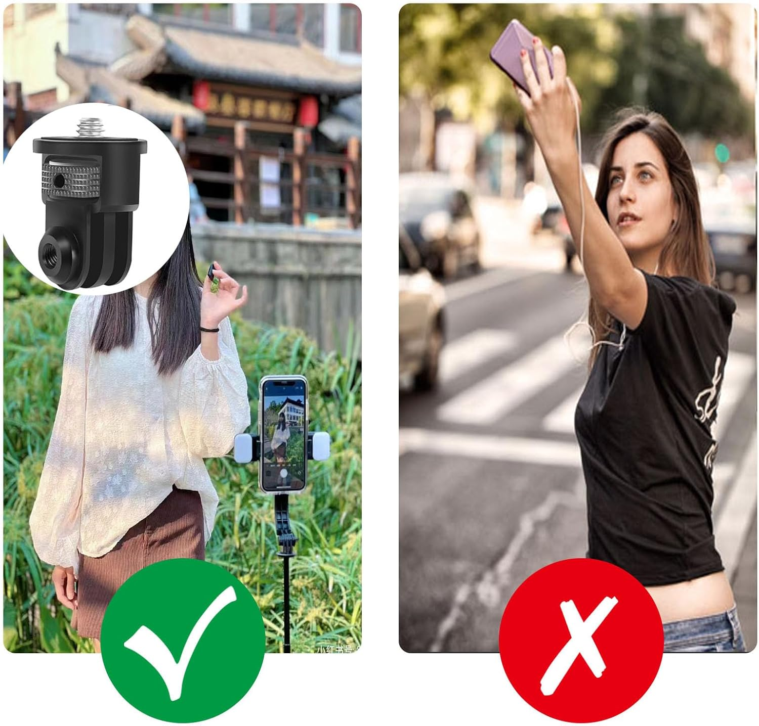 Giswell Aluminium Tripod Adapter, 1/4 Inch Camera Mount Adapter, Aluminium 1/4 Inch Camera Mount Adapter, for Insta360 ONE R X2 for Gopro 10 9 8 MAX image number 6