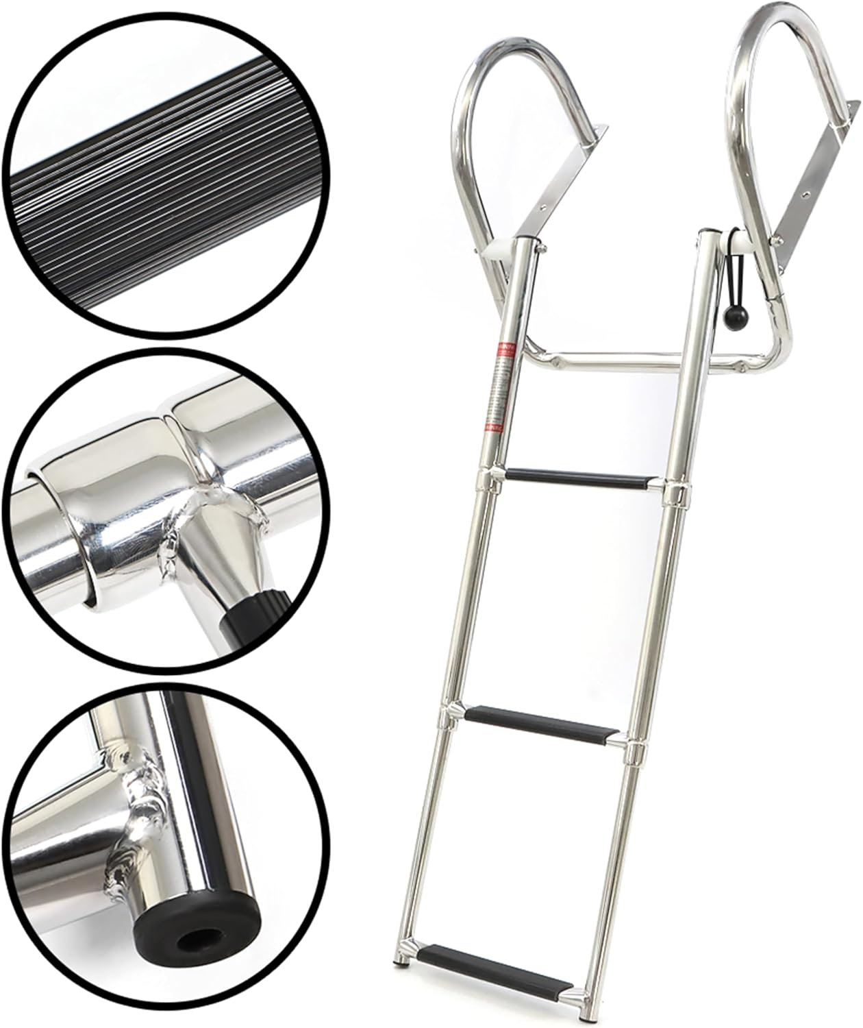 3 Steps Stainless Steel Telescoping Ladder Boat Ladder Folding Dock Ladder Replacement for Marine Boat Yacht Swimming Pool image number 5