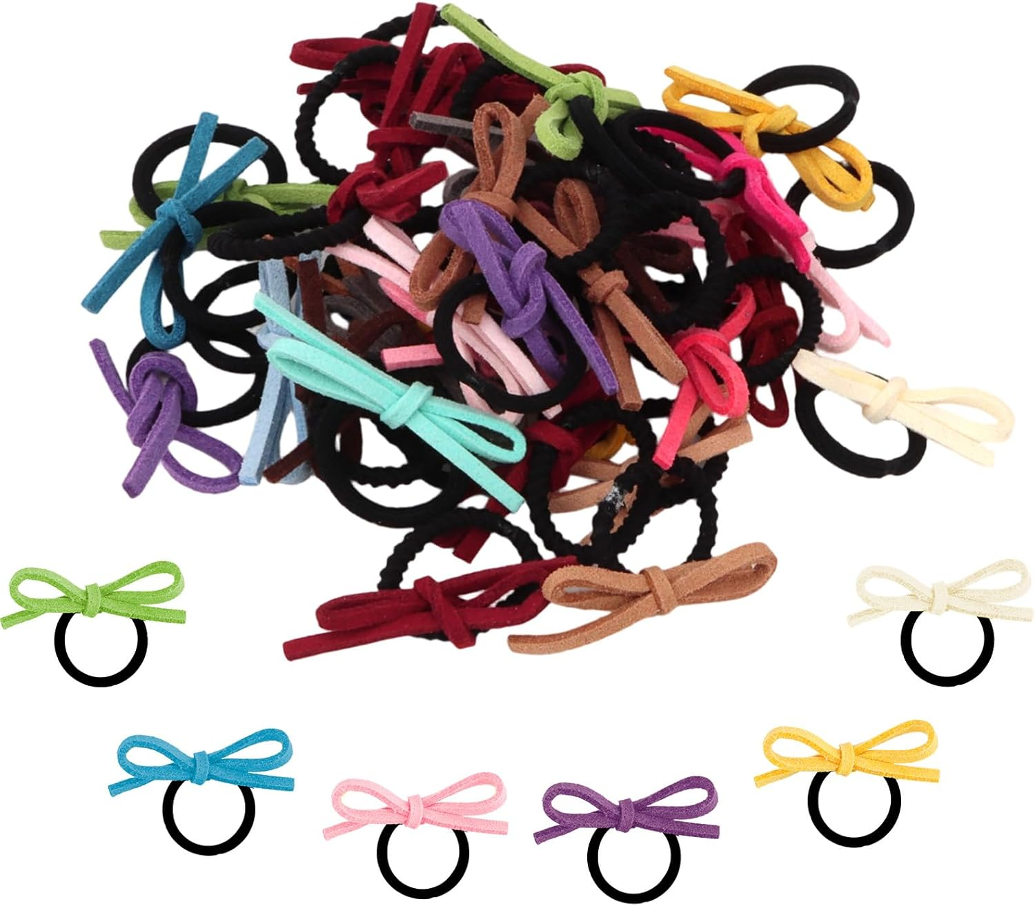 EXIPSAT Pack of 4, 40 Small Butterfly Hair Elastics, Colourful Scrunchies Hair Bobbles for Girls