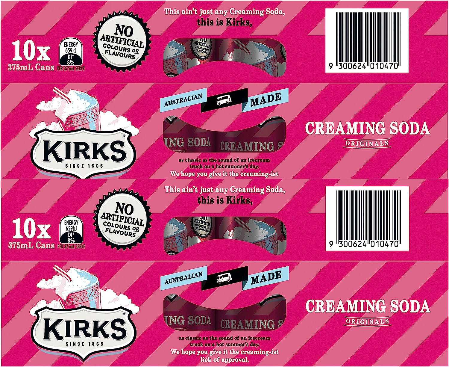 Kirks Creaming Soda Soft Drink Multipack Cans 20 X 375 Ml (Pack of 2)
