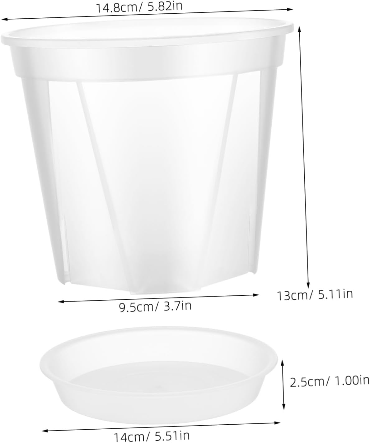 OFFSCH 4Pcs Breathable Plastic Flower Pots Drainage Trays 0.3 Gallon Indoor Plant Planters for Orchids Strawberry Succulent Gardening image number 6