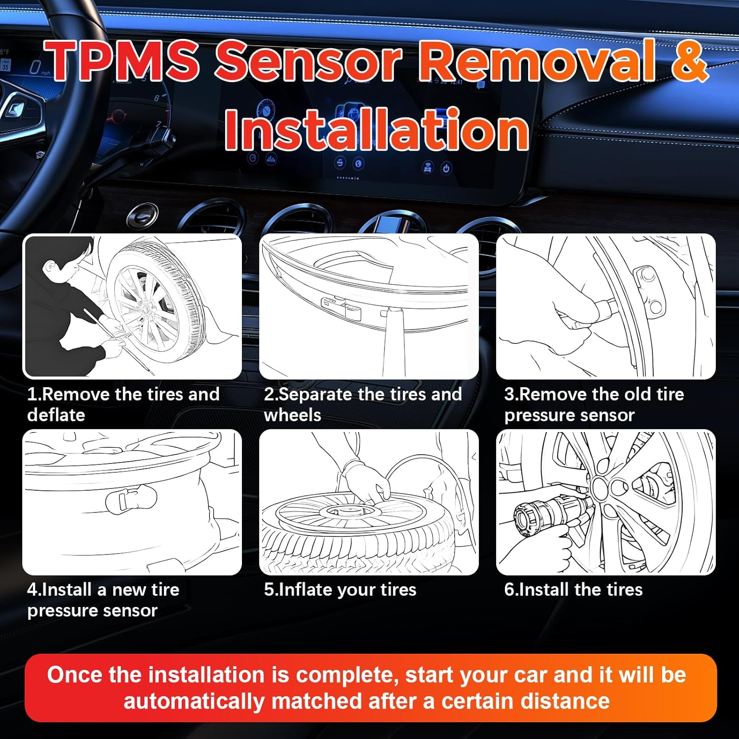 Set of 4 TPMS Tire Pressure Monitoring System Sensor 433Mhz Compatible with Jeep Wrangler JK Dodge Ram Charger Replacement for 56029398AB 68142397AA 68241067AA 68241067AB