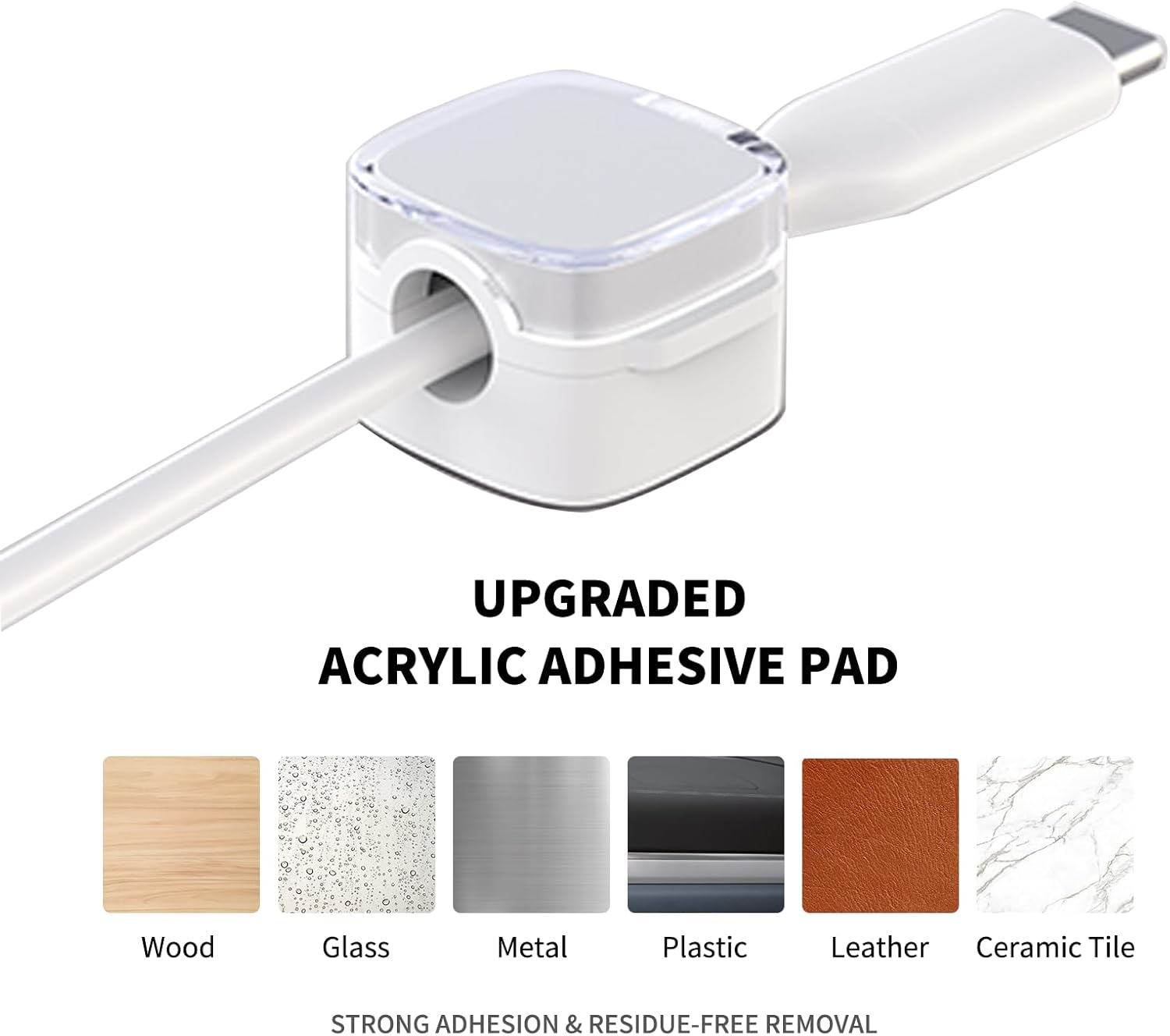 ONBPIY 6 Pack Magnetic Cable Clips Adhesive Cord Holder Wire Desk Organizer Keeper for USB Charger Cable Home & Office Wall Kitchen Car Desktop Nightstand White image number 1