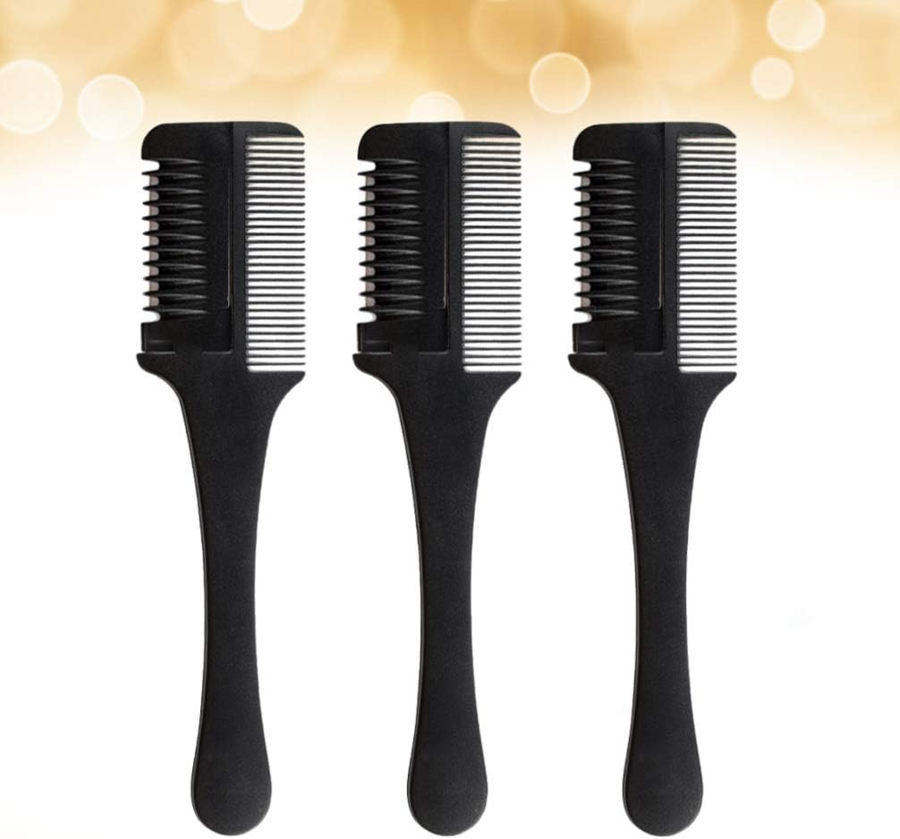 Razor Blade Comb Double Edge Razor Comb for Thinning Hair Hair Cutting Styling Dual End Home Razor Hair Cutting Scissors Comb for Men and Women 3Pcs image number 1