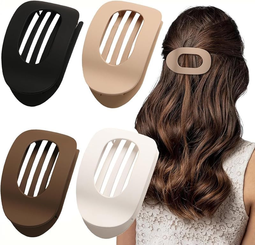SHUNYUNG Flat Hair Clips round Lay down Hair Claw Clips, 4 Pack, Strong Hold, Medium Size, 4 Inches X 2.4 Inches, Matte Finish, Claw Clip, Women'S Hair Clip, 4 Pieces image number 2