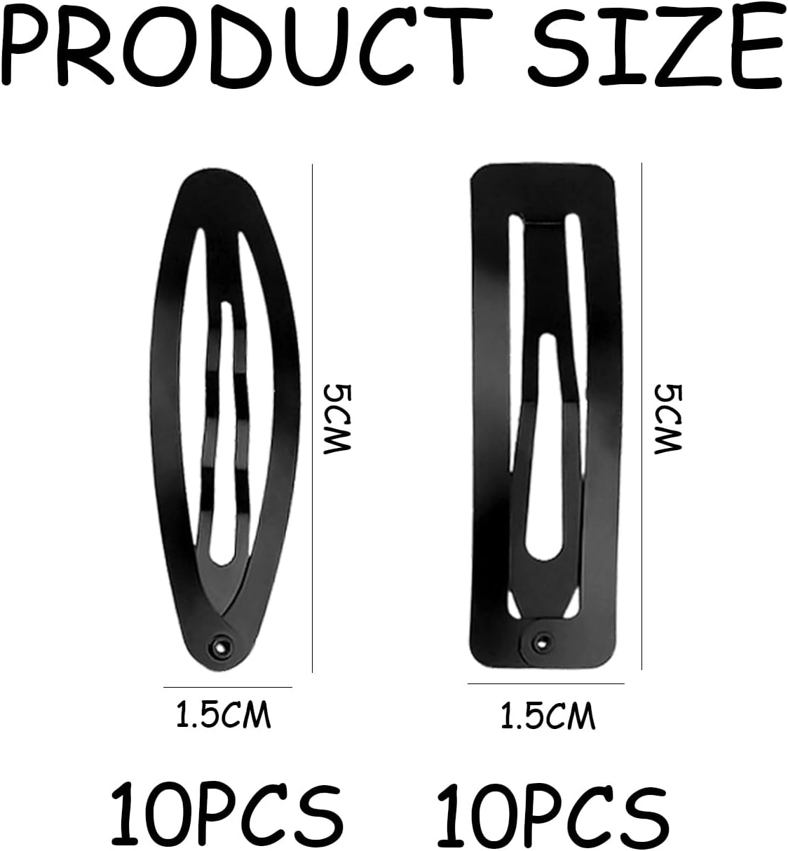 10 Piece Water Drop Hair Clips and 10 Pieces Square Hair Clips, Press Hair Clips, Metal Hair Clips, Bang Hair Clips, Hair Clips, Black Hair Clips image number 5