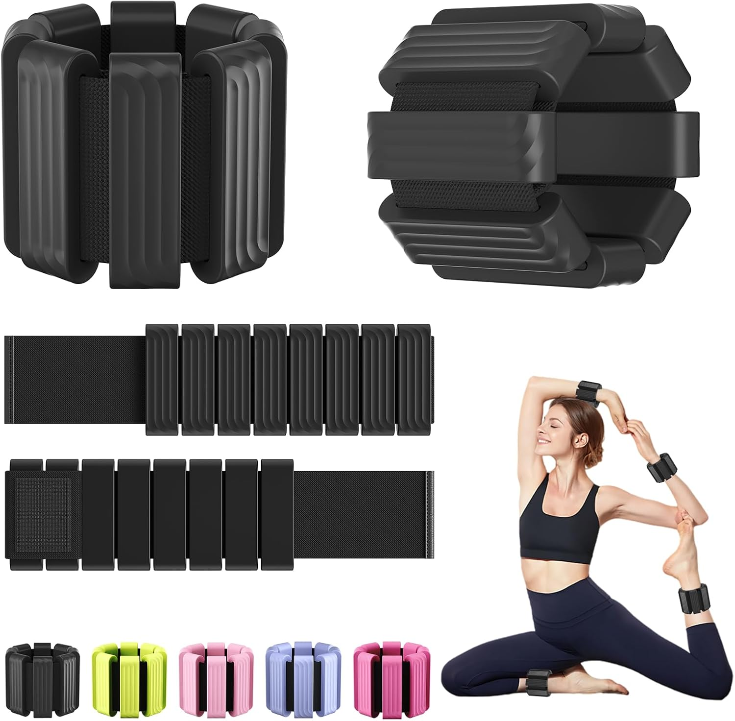 Adjustable Ankle Weights for Men-Pilates Wrist and Weighted Bangles for Women,2 Lbs Weighted Arm Bands Foot Leg Weights for Walking,Yoga, Training,Exercise, Running,Set of 2