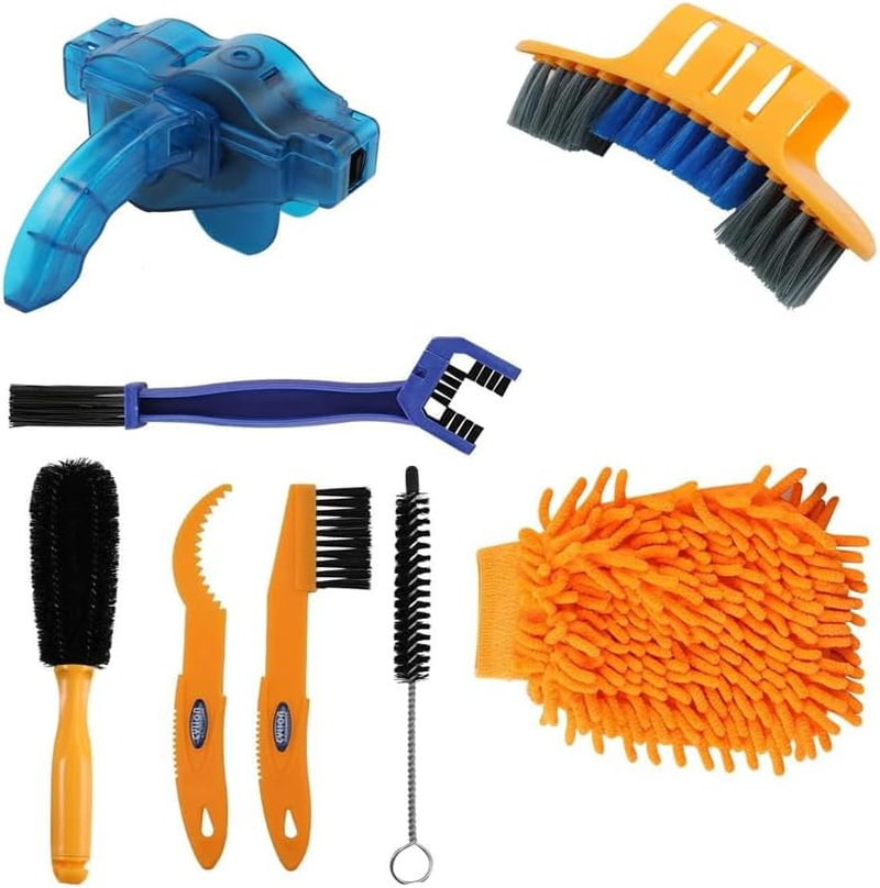 WOYAODONG 8 Pcs Precision Bicycle Cleaning Brush Tool Including Bike Chain Scrubber, Suitable for Mountain, Road, City, Hybrid,Bmx Bike and Folding Bike image number 5