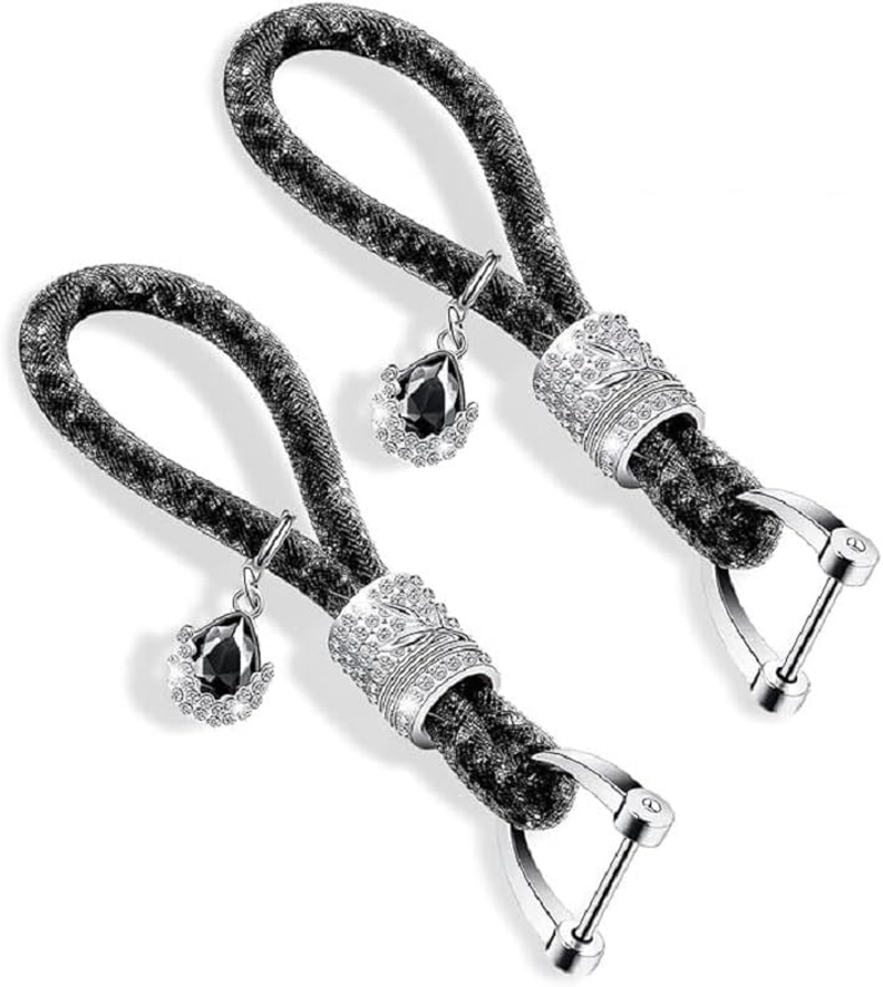 2 PCS Bling Car Keychain, Glitter Key Ring Strap with Heart, Rhinestones Key Chains for Women Girls, Car Accessories image number 1