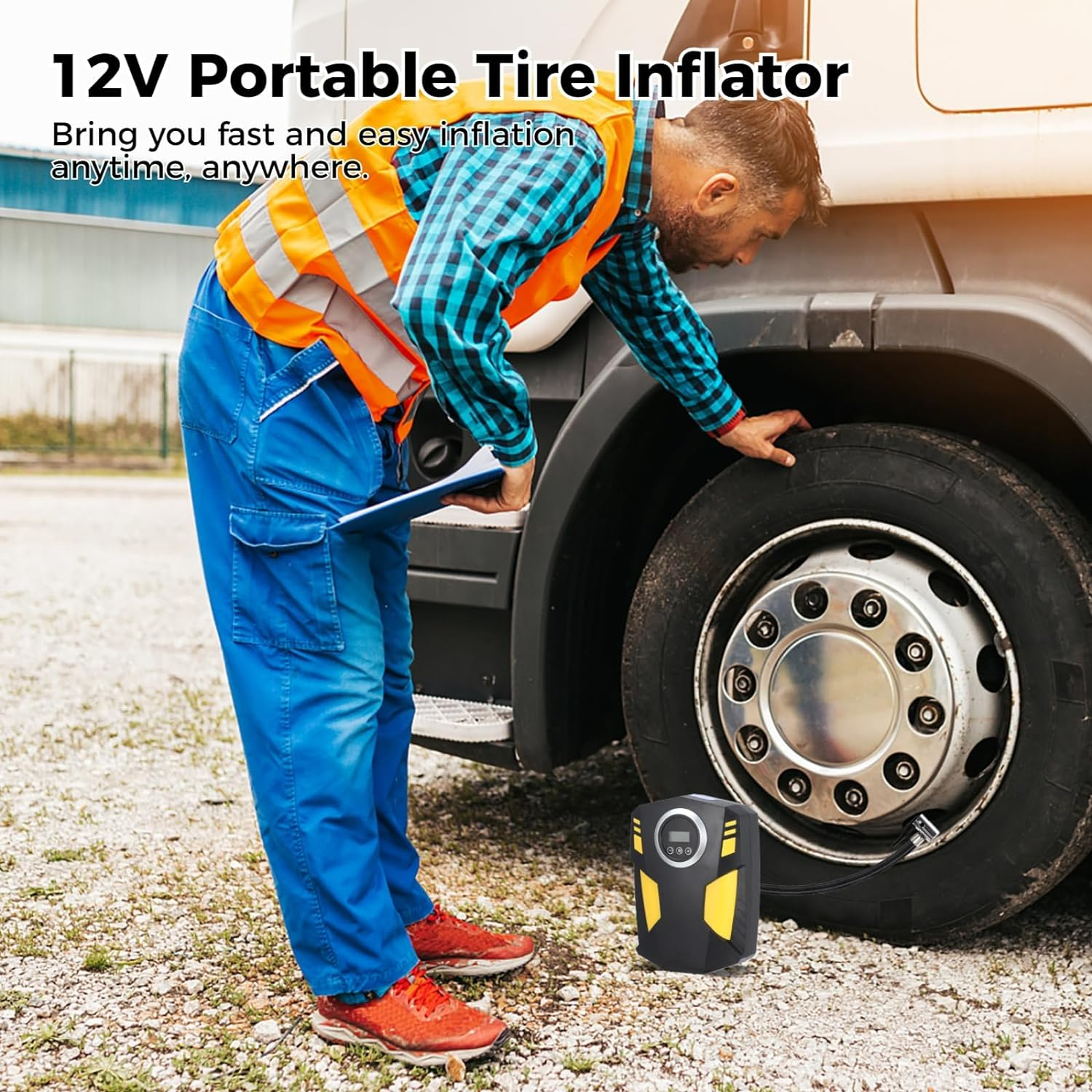 Portable Air Compressor Tire Inflator, 12V Air Pump Max 150PSI with LED Light & Digital Pressure Gauge for Car Tires, Auto Tire Pump for Bikes and Other Inflatables, Electric Car Accessories image number 3